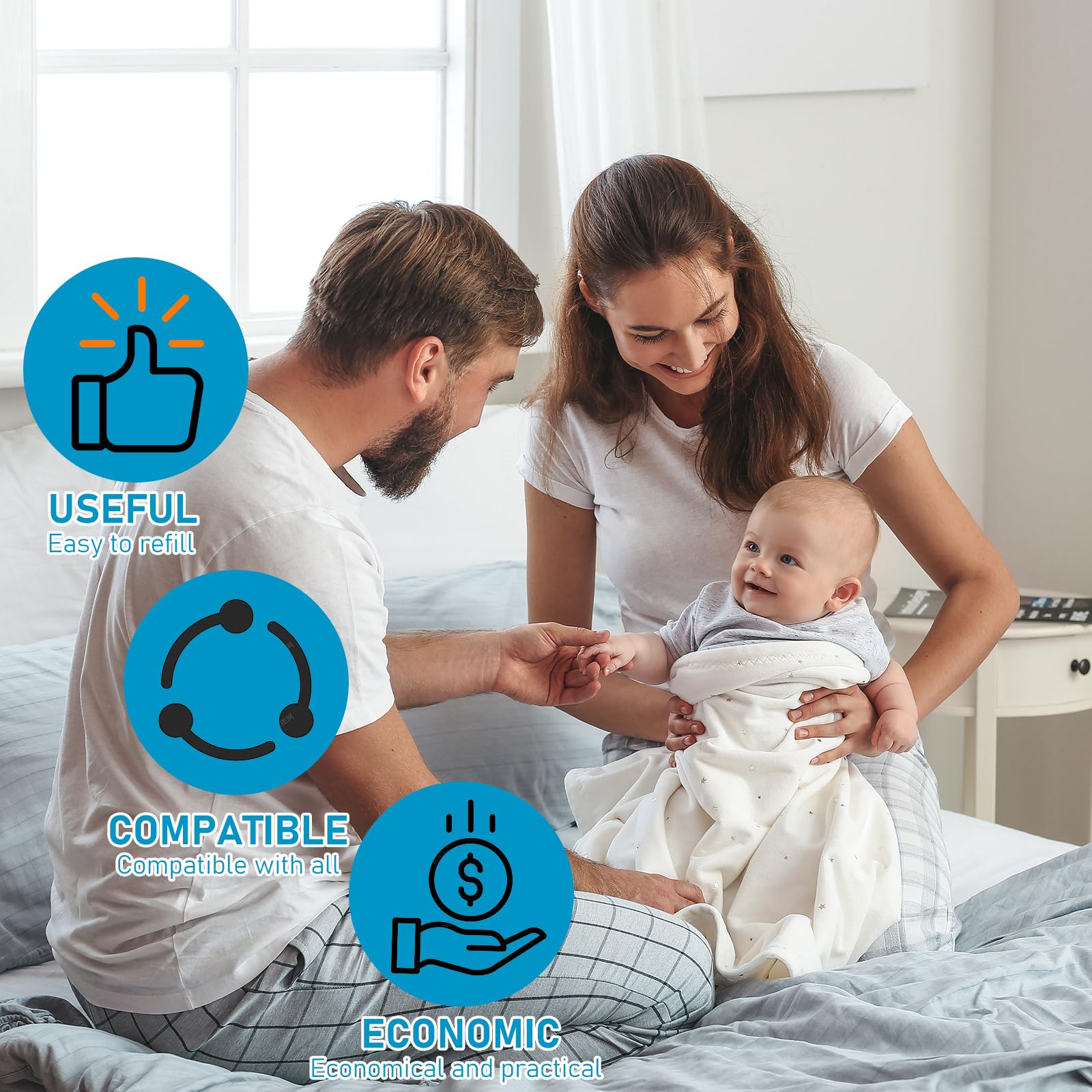 AOZBZ Scented Diaper Pail Refill Bags - 4 Pack Odor Control Replacement Bags for Genie, Munchkin & Dekor Diaper Pails (Cartridge Not Included) | Perfect for Nursery, Baby Room & Diaper Changing Stations
