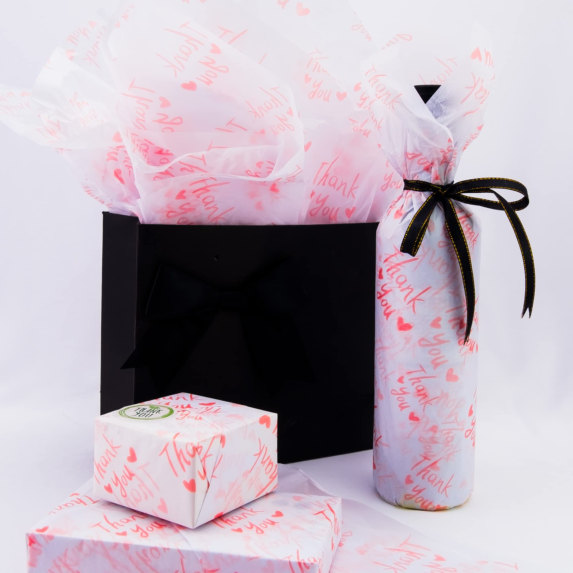 MR FIVE 100 Sheets Bulk White & Pink Thank You Tissue Paper - 20