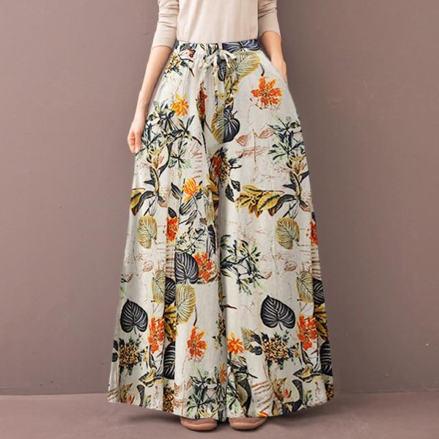 Talia Floral Palazzo Pants for Women - Boho Wide Leg Lounge Pants with Elastic Waist - Perfect for Yoga, Beach, and Summer Vacation Outfits