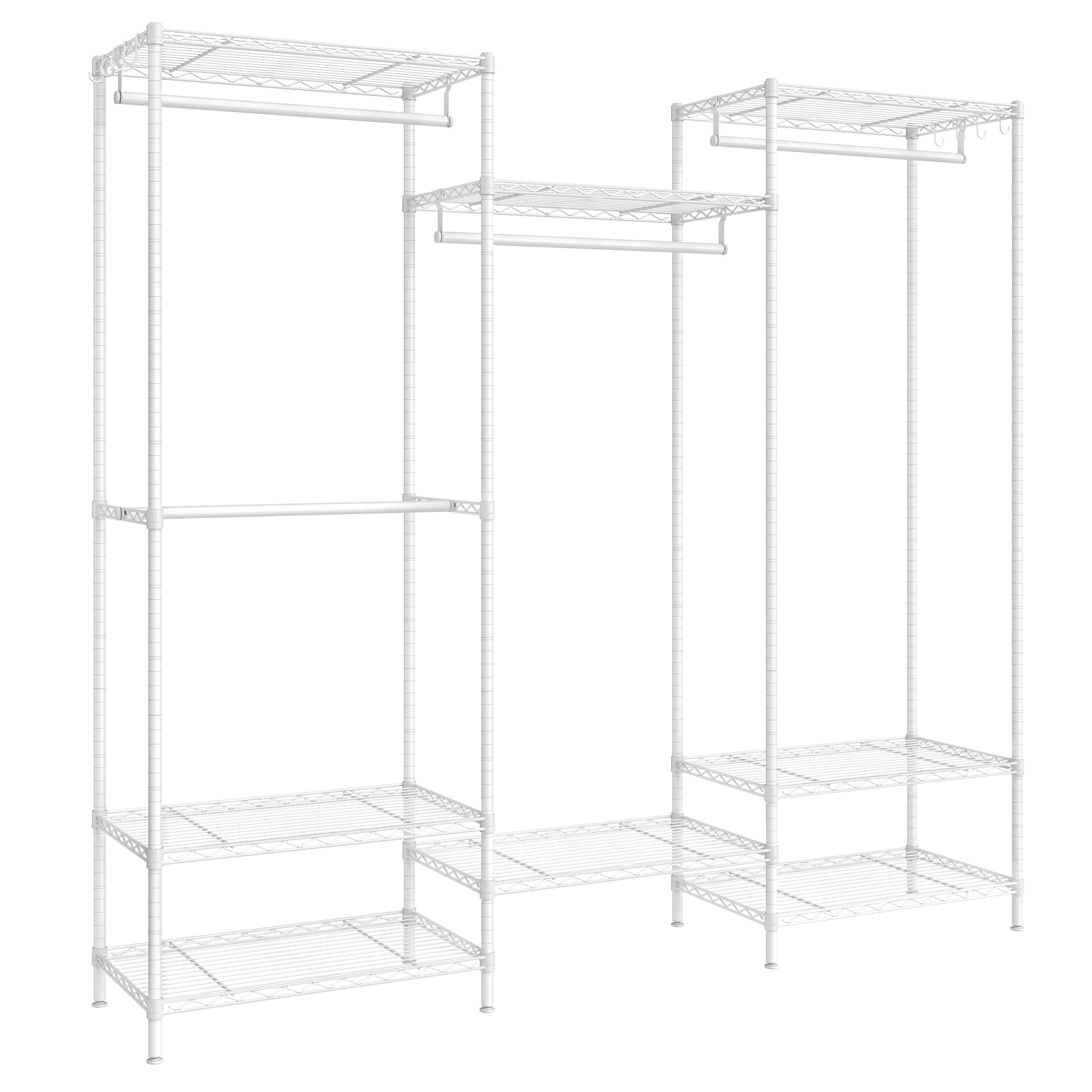 SONGMICS Metal Wardrobe with Adjustable Shelves, Hanging Rods & Hooks - Durable, Separable Freestanding Closet Organizer in Cloud White LGR431W01 - Perfect for Bedroom, Closet, Dorm & Small Space Storage