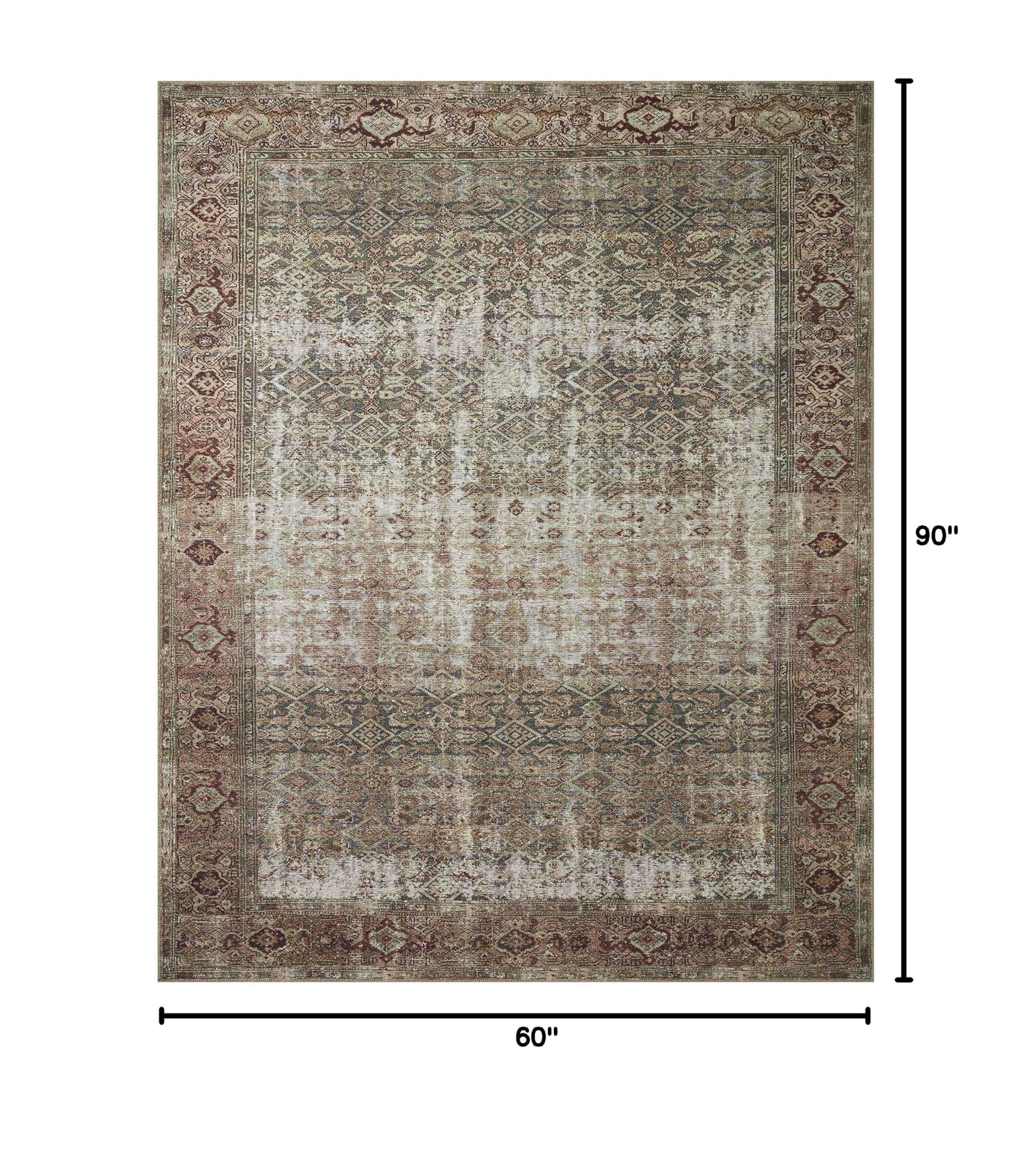 Loloi Amber Lewis Georgie Collection GER-07 Moss/Salmon 5' x 7'6