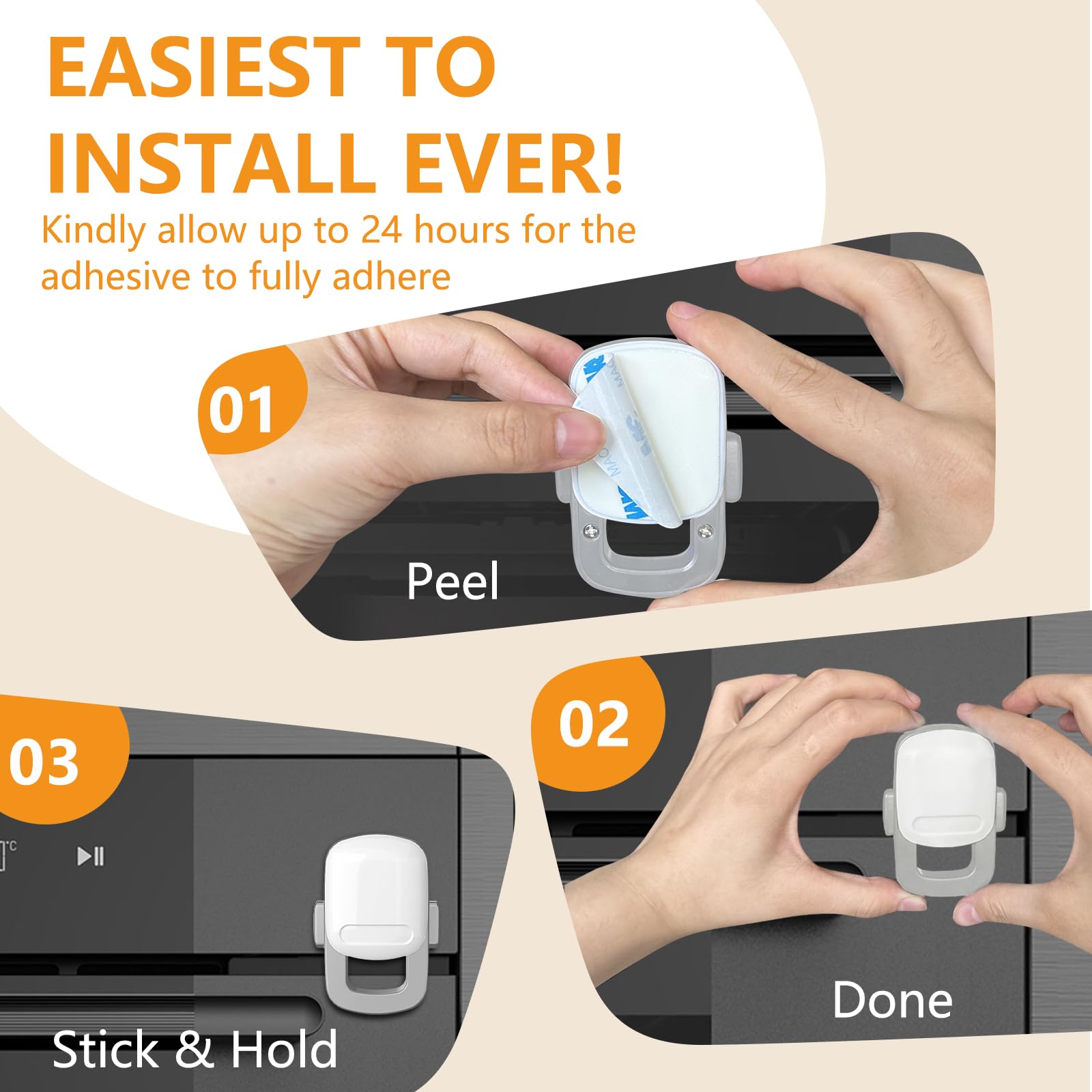 Baby Proofing Kit - Oven Door Lock Child Safety Latch with Double Button, Heat-Resistant & Easy Installation (1 Pack, Grey) - Essential Kitchen Safety for Toddlers & Curious Kids