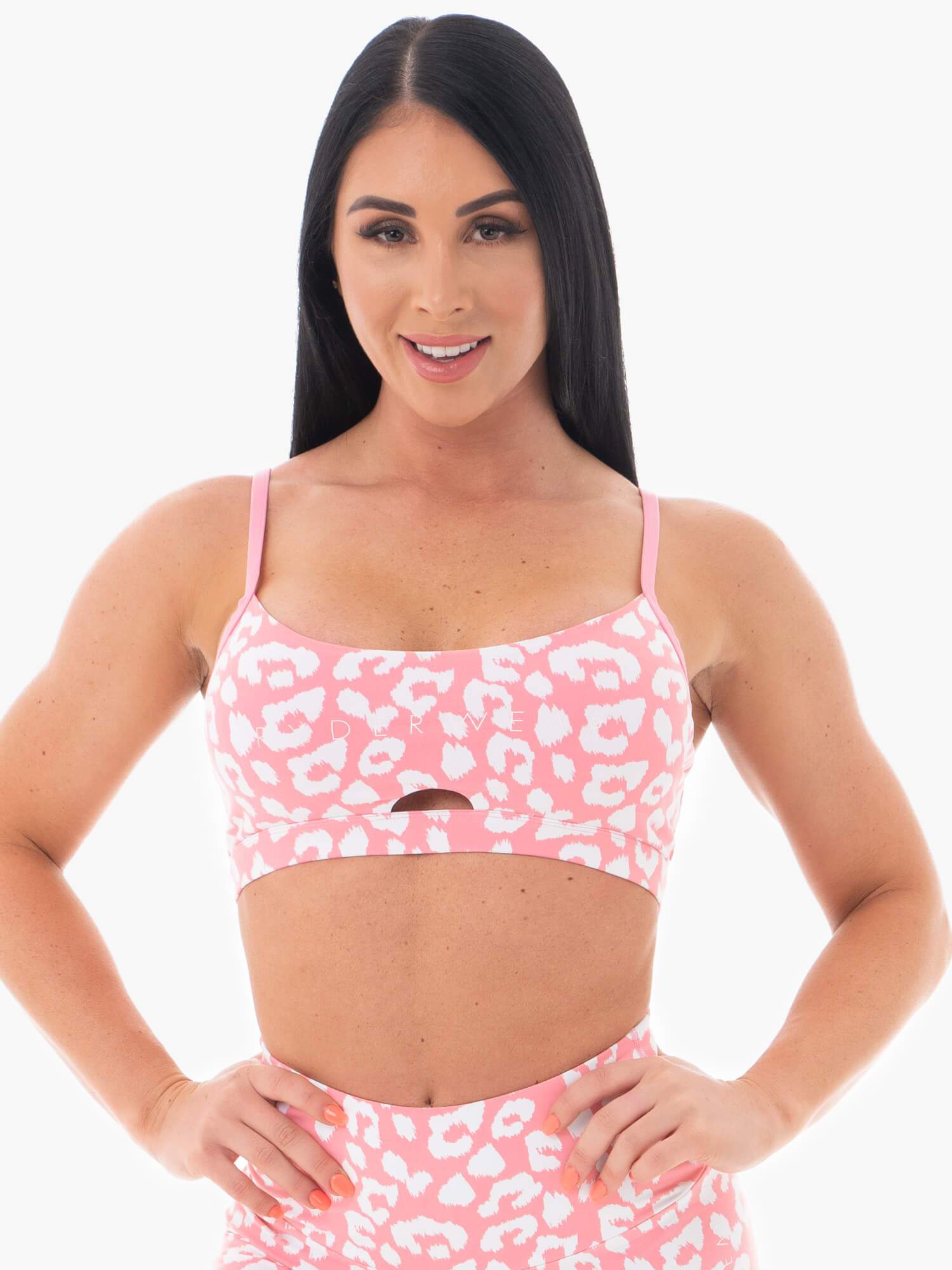Pink Leopard Print Animal Sports Bra - Women's Workout Top for Yoga, Running & Gym - Breathable & Supportive Activewear