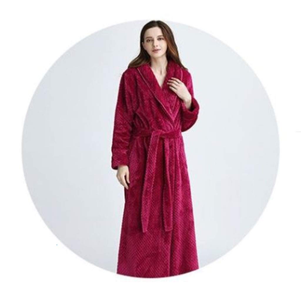 Sexy Contrast Color Hooded Bathrobe for Women - Soft Flannel Coral Fleece Winter Bathrobe with Hood - Warm Thickened Couple Nightgown - Perfect for Spa, Lounge & Cold Weather (Large Size)