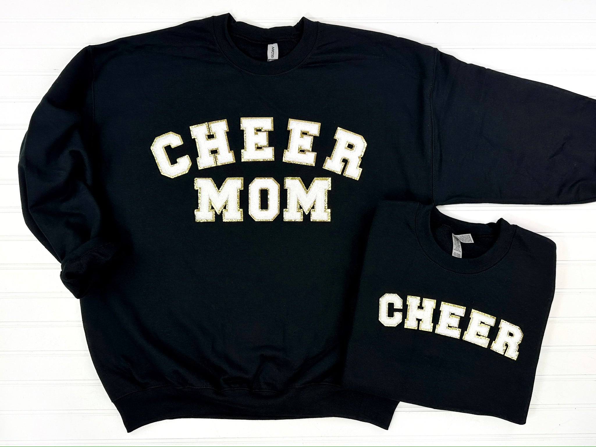 Cheer Mom Mini Chenille Patch Sweatshirt - Soft & Comfortable Pullover for Cheerleading Moms - Perfect for Game Days, Sideline Support & Team Spirit