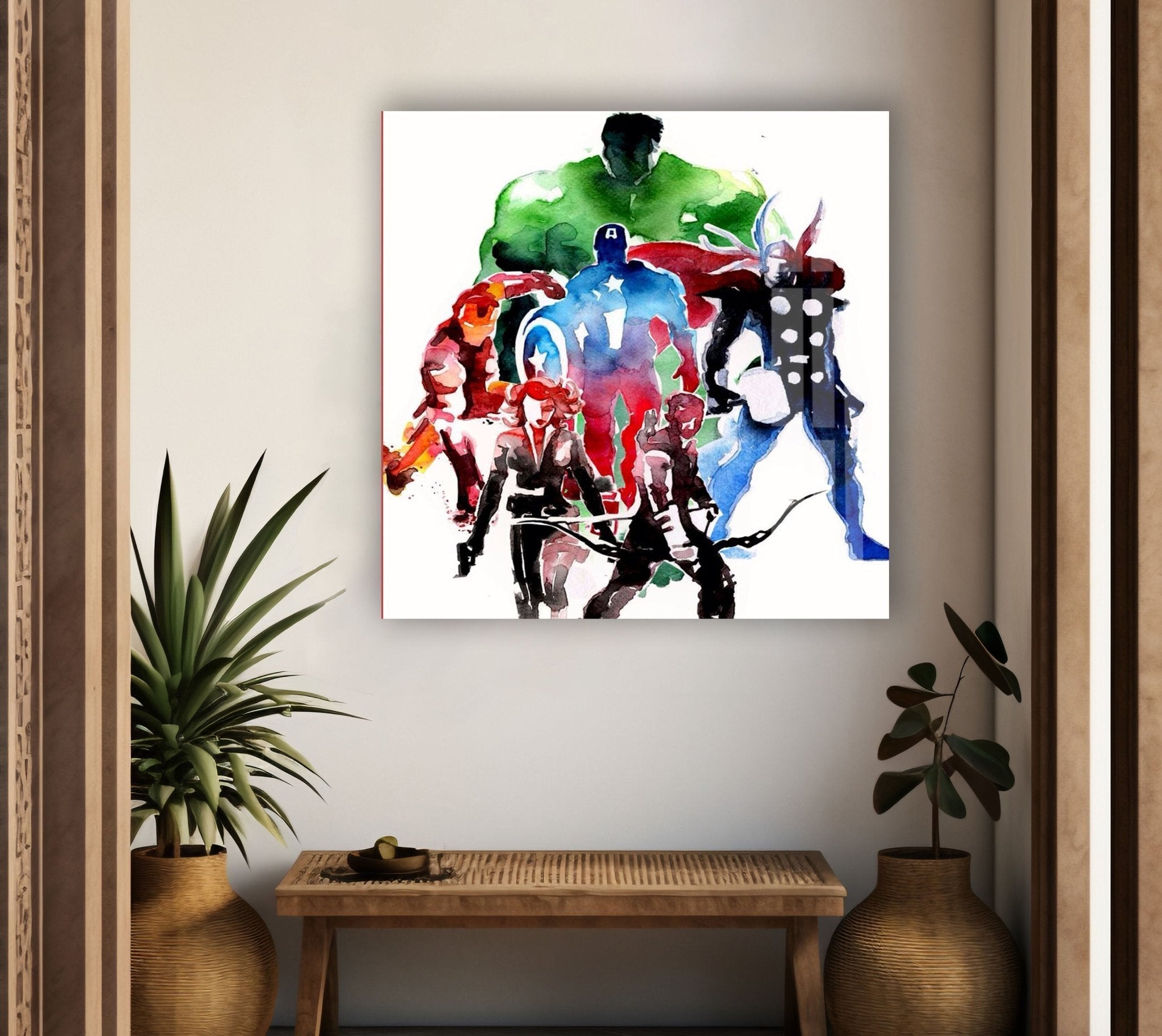 Marvel Avengers Superheroes Oil Painting Glass Wall Art - Premium Home Decor for Living Room, Bedroom & Office