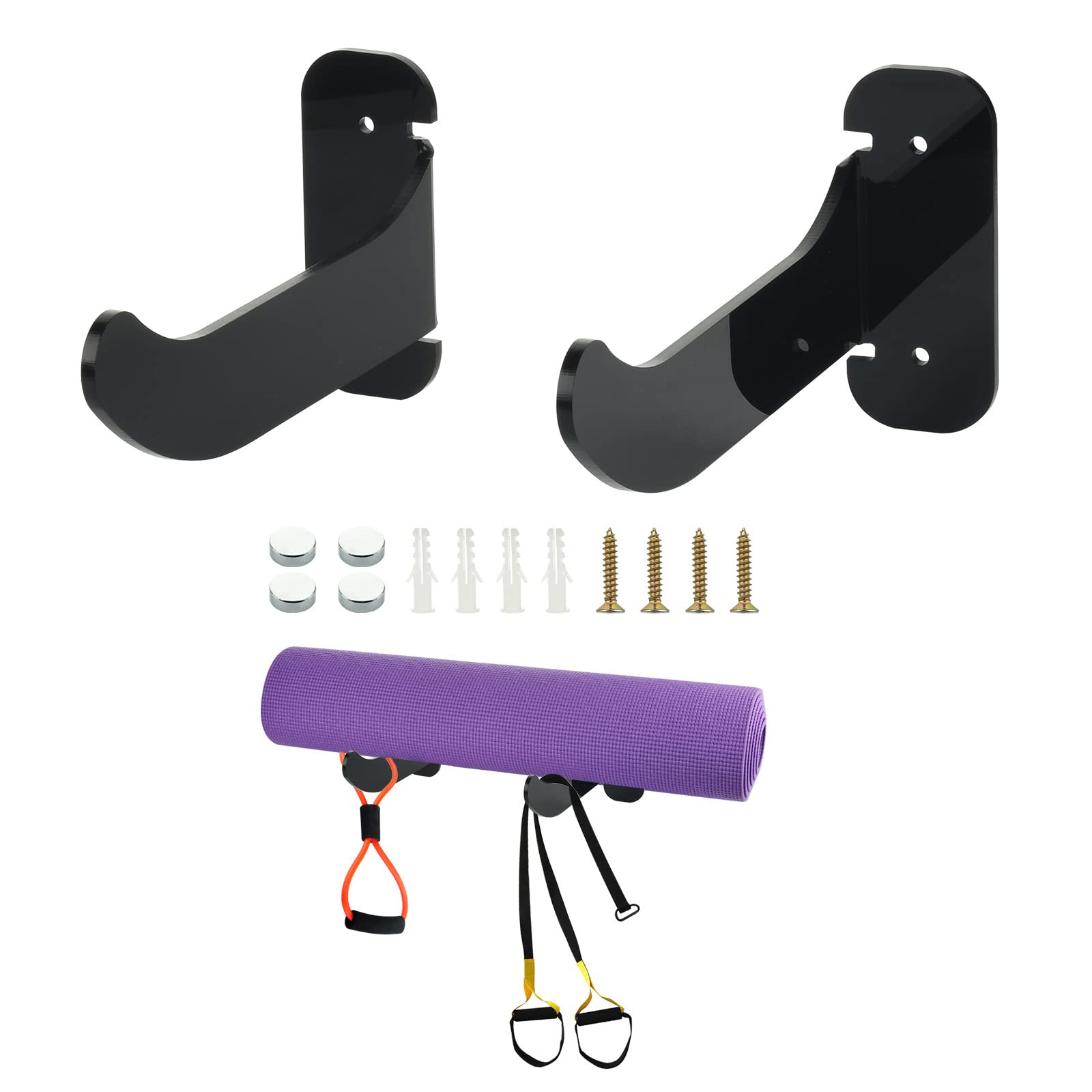 Premium Acrylic Yoga Mat Wall Mount Holder & Resistance Band Rack - Space-Saving Home Gym Organizer for Yoga Mats, Exercise Equipment & Fitness Accessories - Perfect for Small Spaces, Apartment Workouts & Home Gym Decor