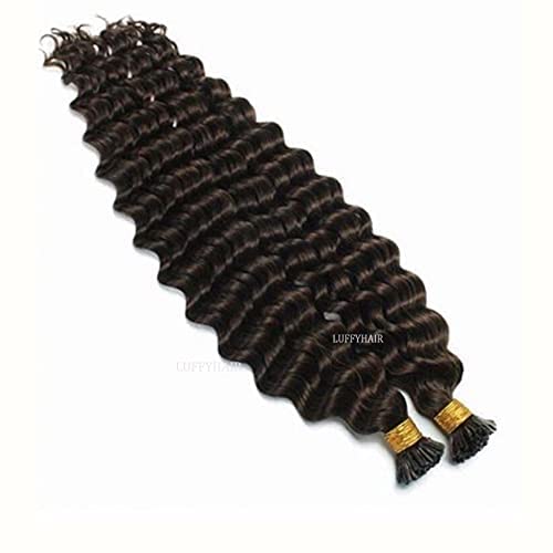 100 Strand Brazilian Wet & Wavy Human Hair Extensions - Keratin I-Tip Microlinks for Natural Curls (26 Inch, Natural Color) - Perfect for Daily Styling, Parties & Special Occasions