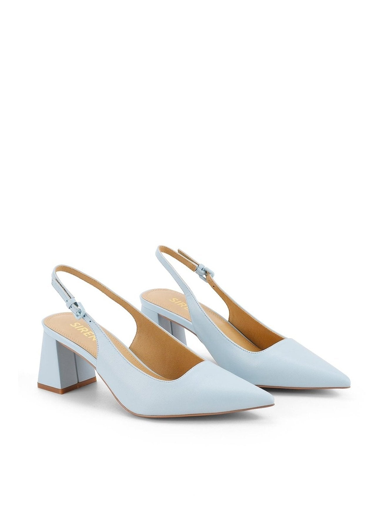 Yarra Pointed Toe Slingback Heels - Women's Pale Blue Leather Pumps for Work, Party & Wedding | Comfortable Dress Shoes for Office & Evening Events