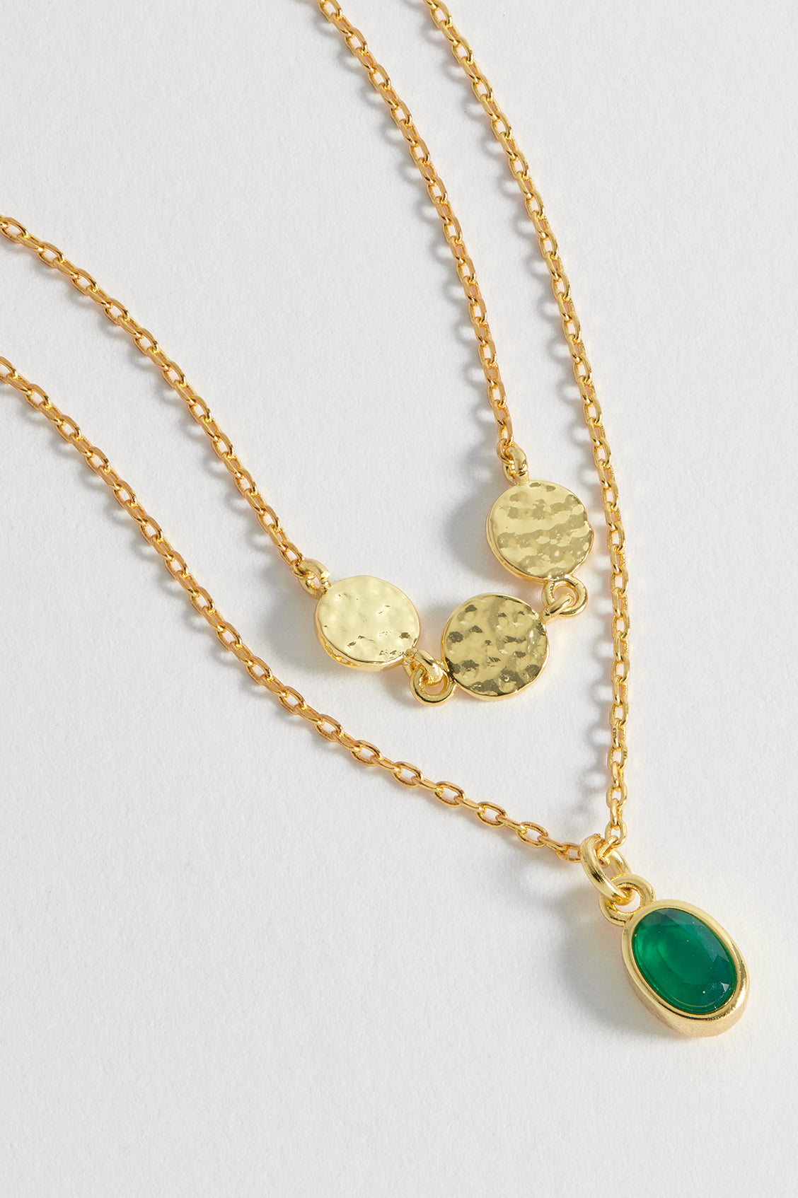 Textured Disc Gemstone Duo Necklace - Boho Chic Layered Necklace for Women - Perfect for Casual Wear, Date Nights & Special Occasions