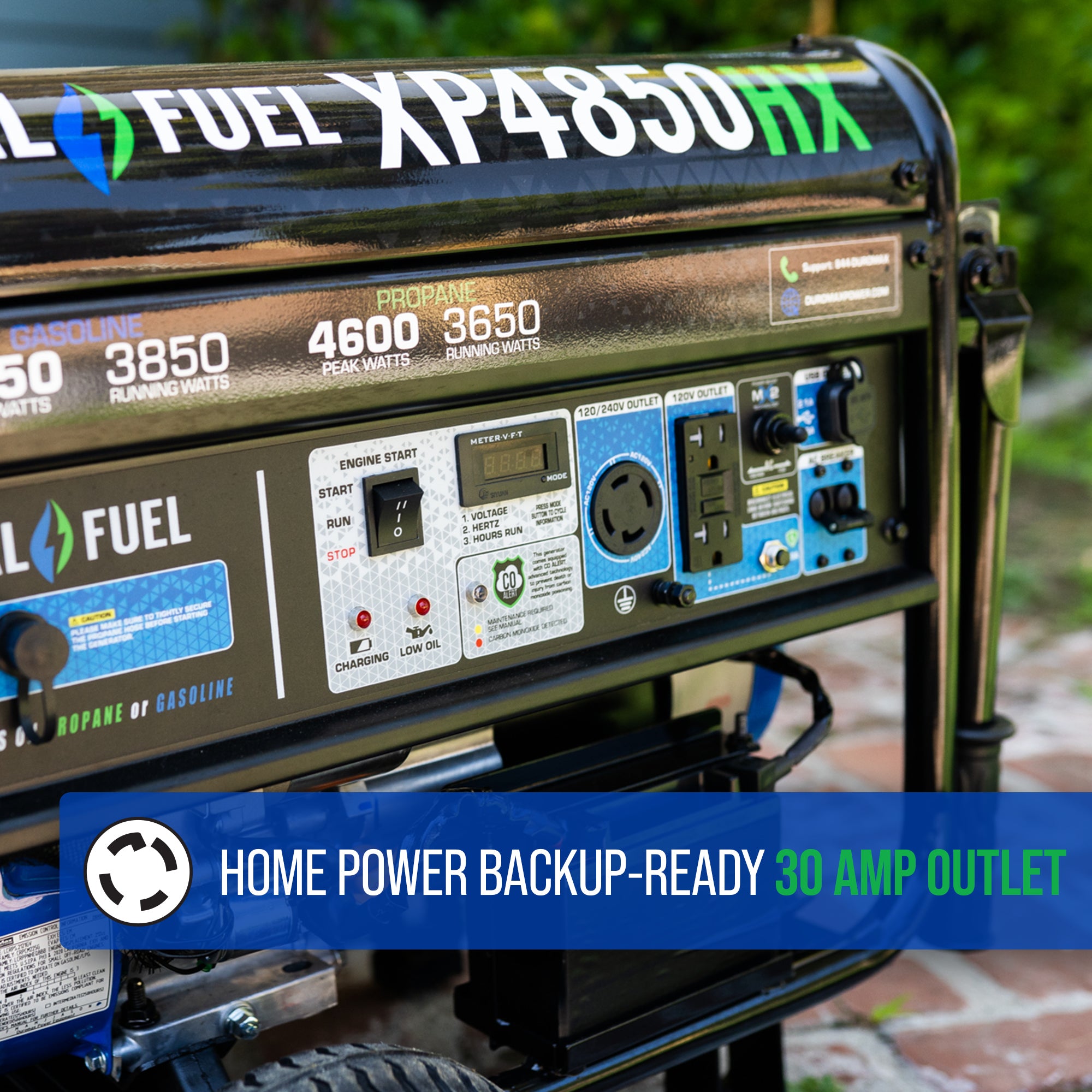 DuroMax XP4850HX 3850W/4850W Dual Fuel Portable Generator with CO Alert & Electric Start - Perfect for Home Backup Power, Camping, and Emergency Use