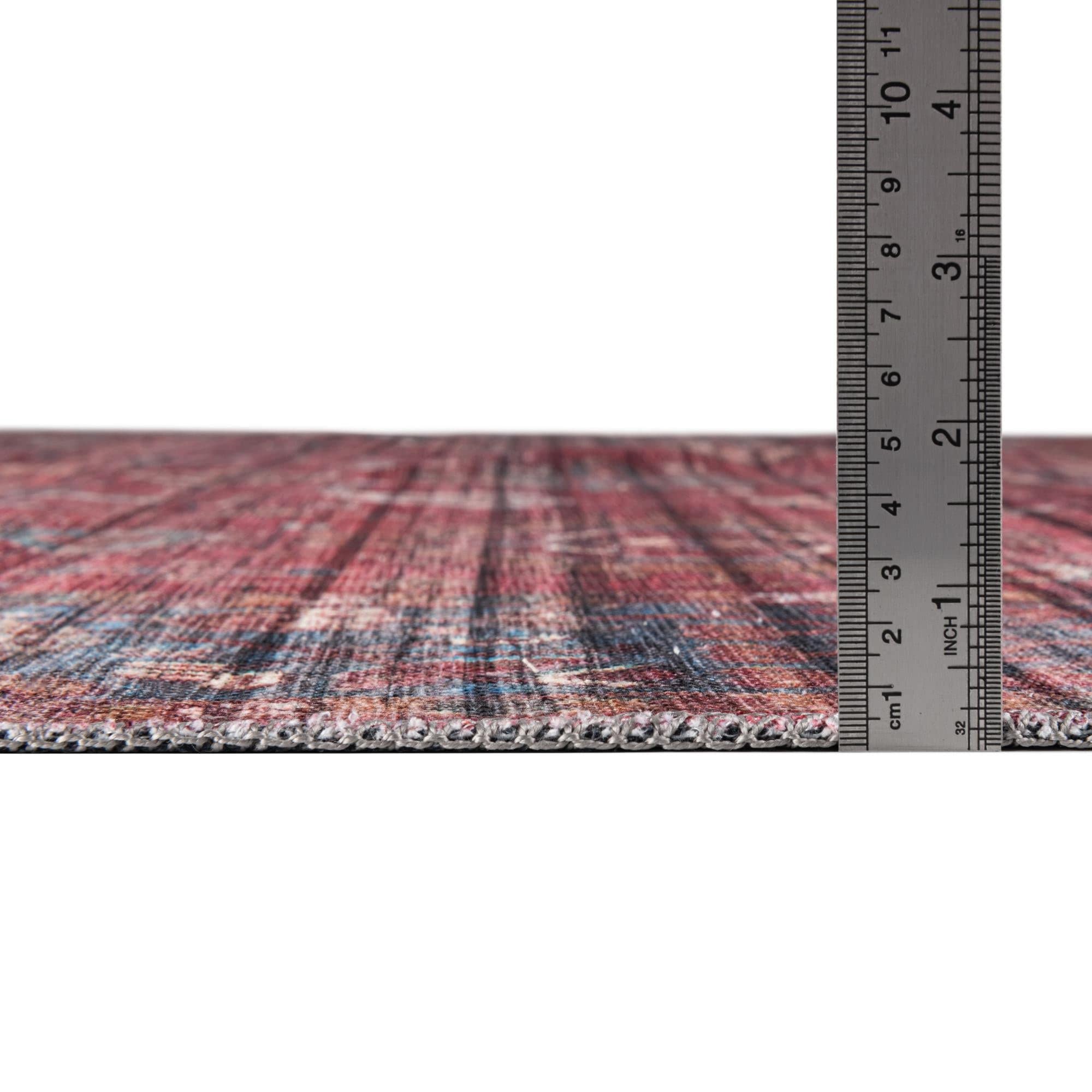 Maahru Collection Washable Rug 5' x 8' Oval - Rust Red Low-Pile Indoor Carpet for Living Room, Dining Room & Open Spaces | Durable & Easy-Clean Floor Decor for Homes & Offices
