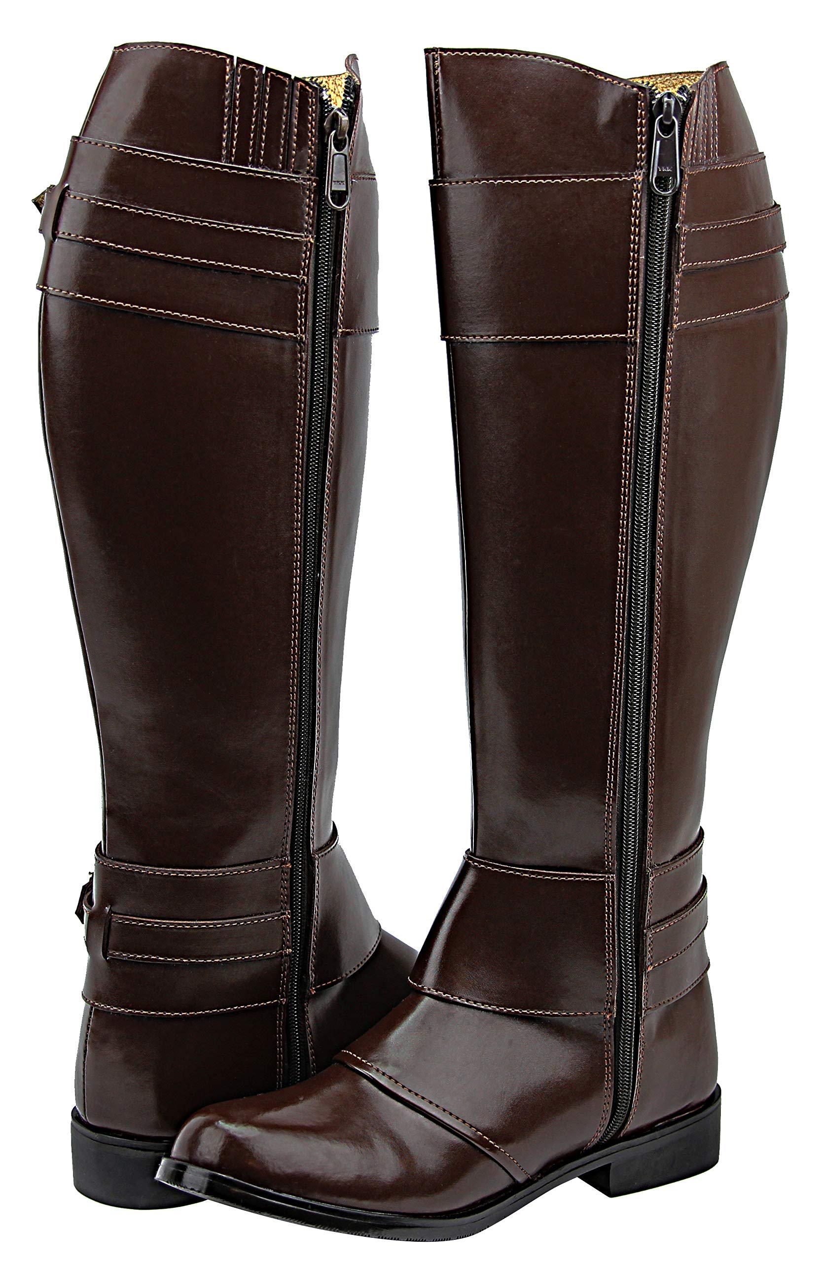 Men's Stylish Motorcycle Riding Leather Knee High Boots - Brown | Durable & Comfortable for Bikers & Outdoor Adventures