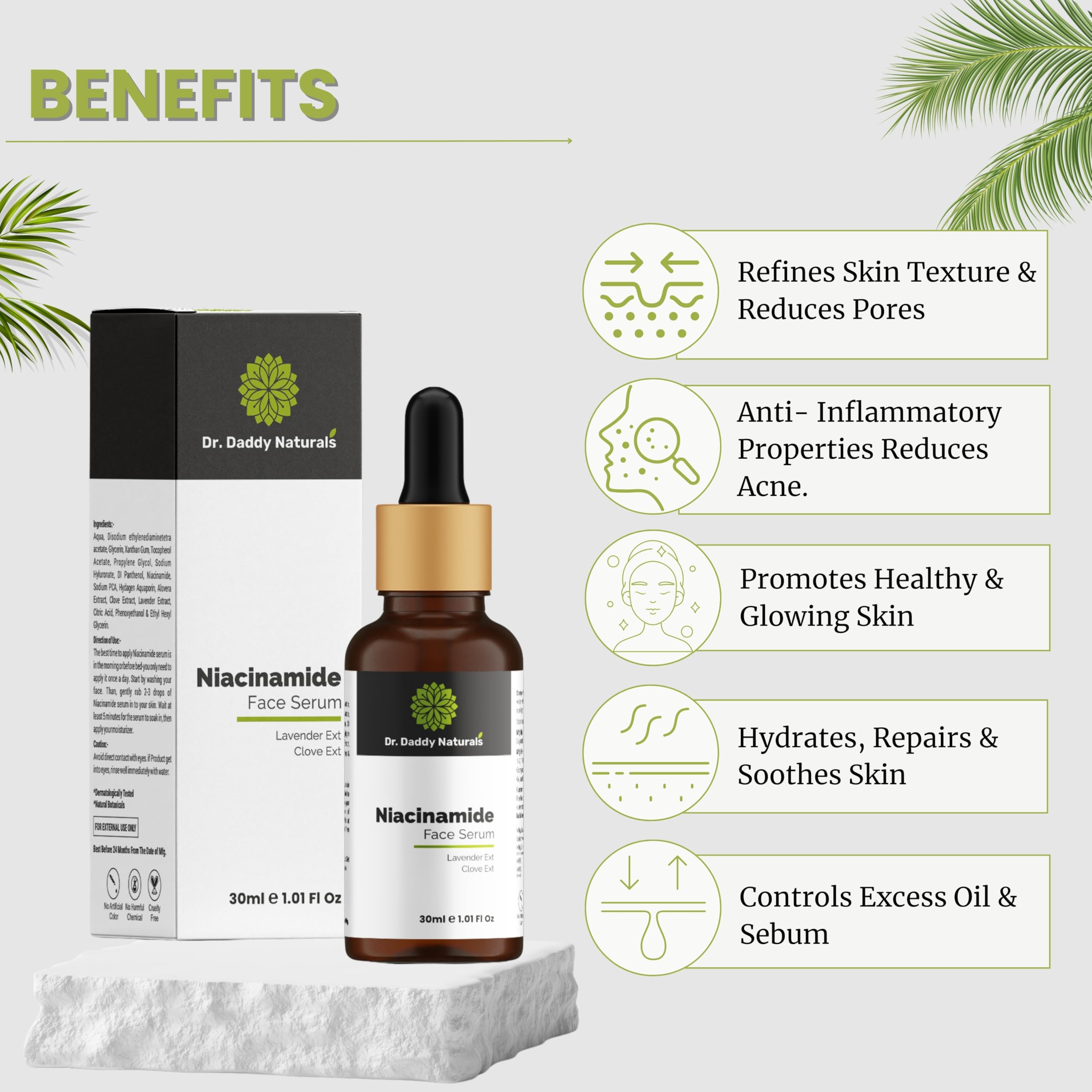 Dr. Daddy Naturals Vitamin C & Niacinamide Face Serum Set for Glowing Skin - Brightens, Fades Dark Spots & Pigmentation - Fragrance Free 30ml (Pack of 2) | Perfect for Daily Skincare Routine & Anti-Aging Treatment
