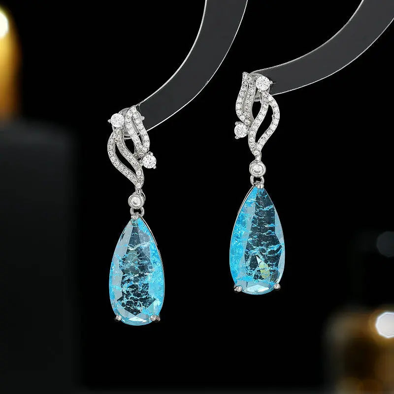 Elegant Cubic Zirconia Long Water Drop Earrings for Women - Bridal Wedding Jewelry Accessories - Perfect for Evening Gala, Prom, Anniversary & Special Occasions