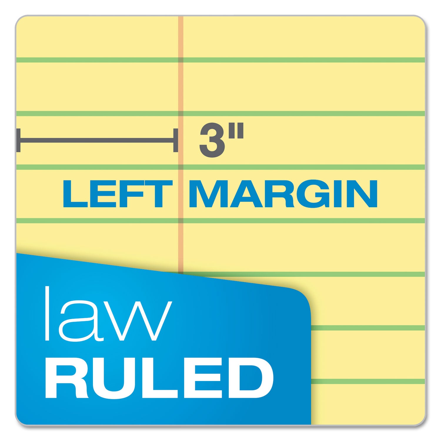 Ampad® Double Sheet Pads - Pitman Rule Variation with Offset Dividing Line (3 Left) - 100 Canary Yellow Sheets, 8.5