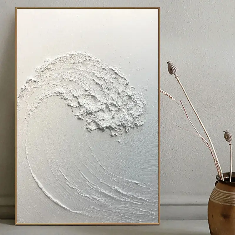 White Minimalist Textured Painting Canvas #MM039 - Abstract Wall Art for Modern Home & Office Decor
