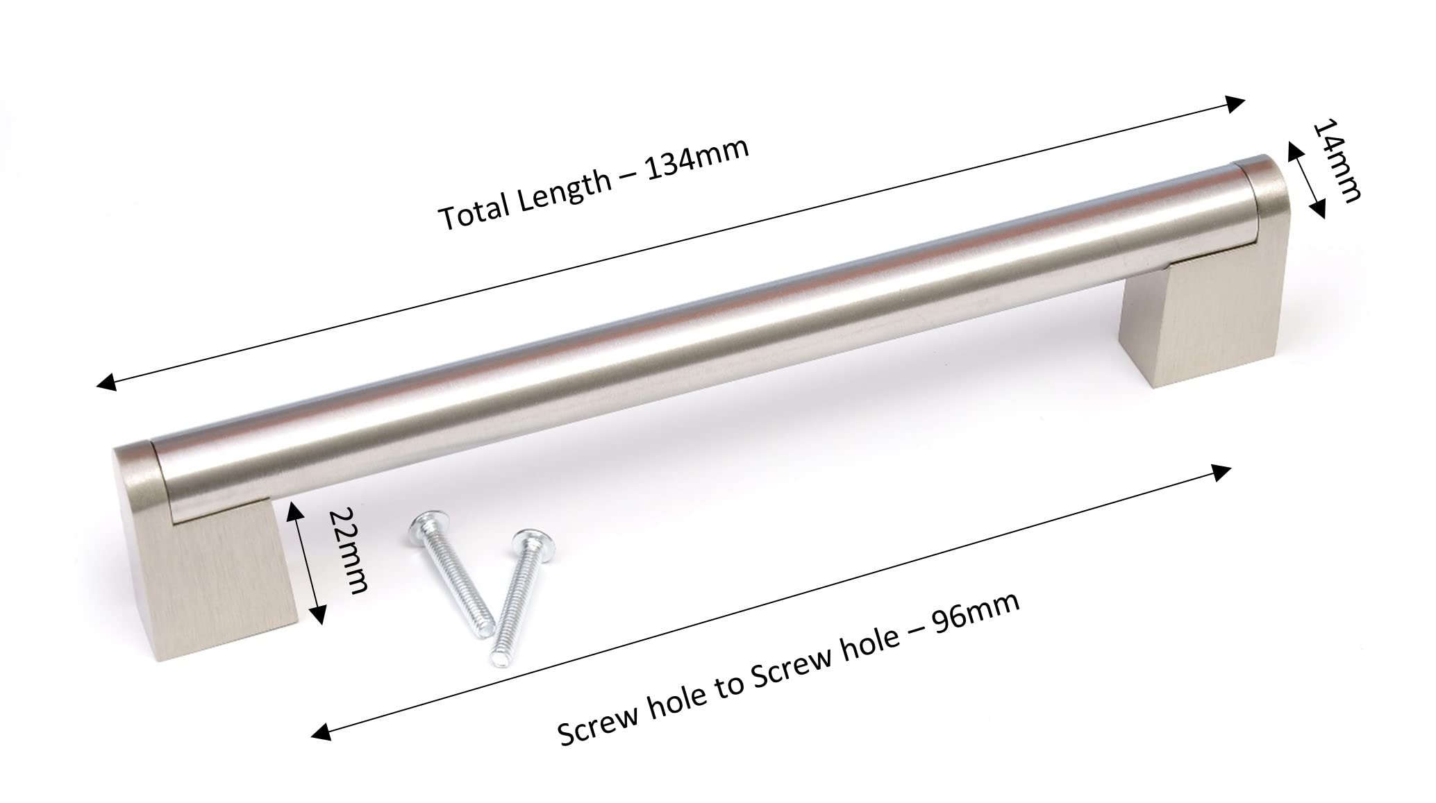 Stainless Steel Cabinet Door Handle - Brushed Finish, 96mm (1 Pack) - Perfect for Kitchen Cupboards, Wardrobes & Furniture Hardware Upgrade