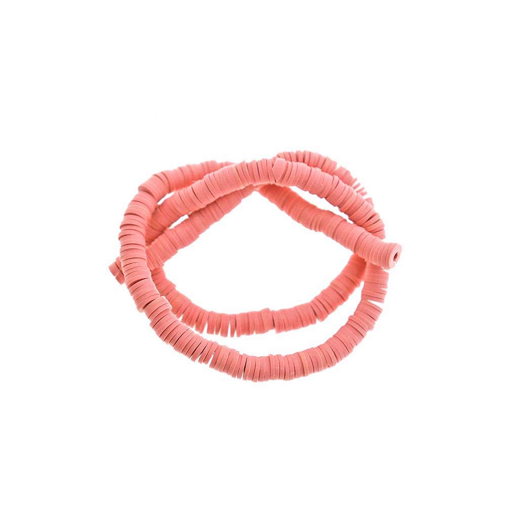 Heishi Polymer Clay Beads 6mm x 1mm - Dusty Rose - 320 Beads per Strand (BD2642) for Jewelry Making, DIY Crafts, and Bracelet Designs