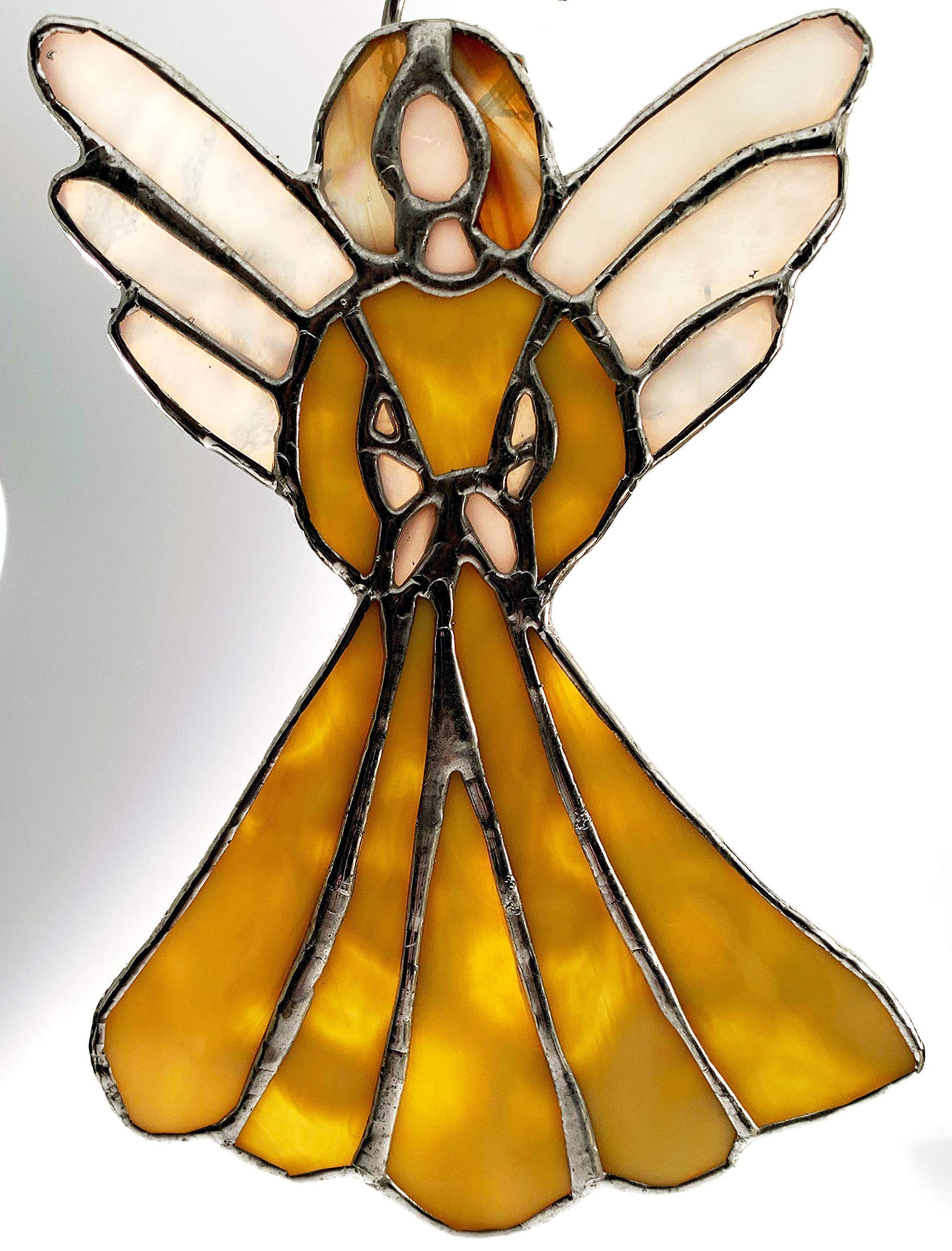 Handmade Stained Glass Angel Ornament - Beautiful Holiday Decor for Christmas Tree, Window, or Gift - Perfect for Home, Church, and Wedding Decorations
