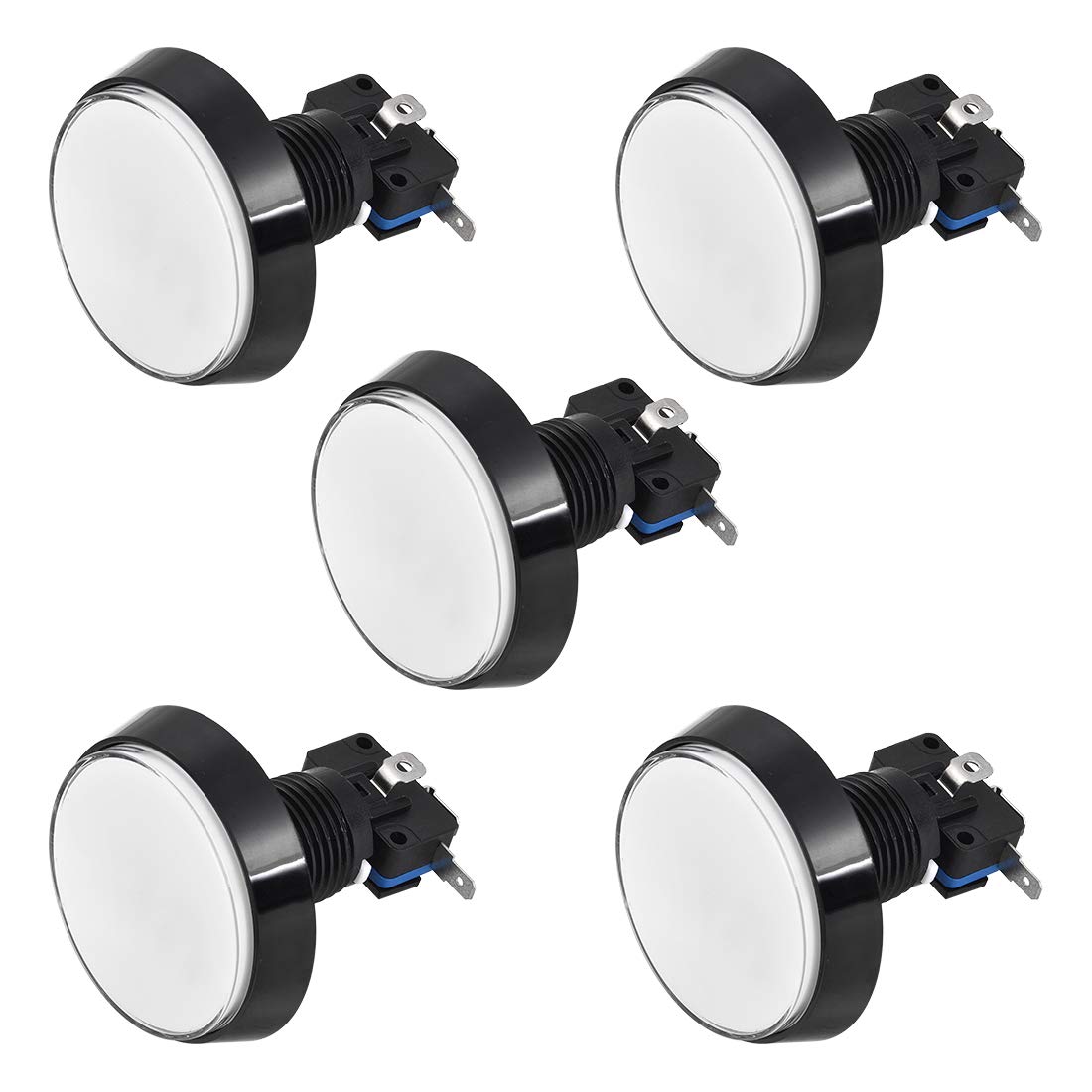 60mm Round 12V LED Illuminated Arcade Push Button Switch with Micro Switch - White (5 Pack) for Video Games, DIY Cocktail Cabinets & Home Arcade Setup