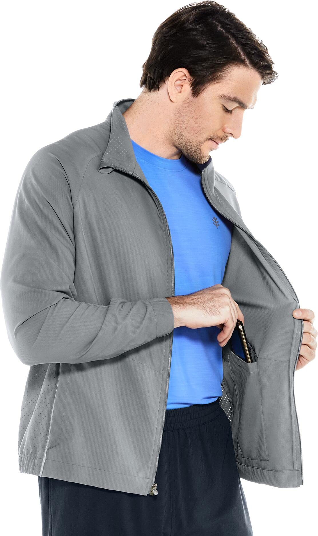 Coolibar UPF 50+ Sun Protective Men's Outpace Sport Jacket - Lightweight Breathable UV Protection for Hiking, Running & Outdoor Activities