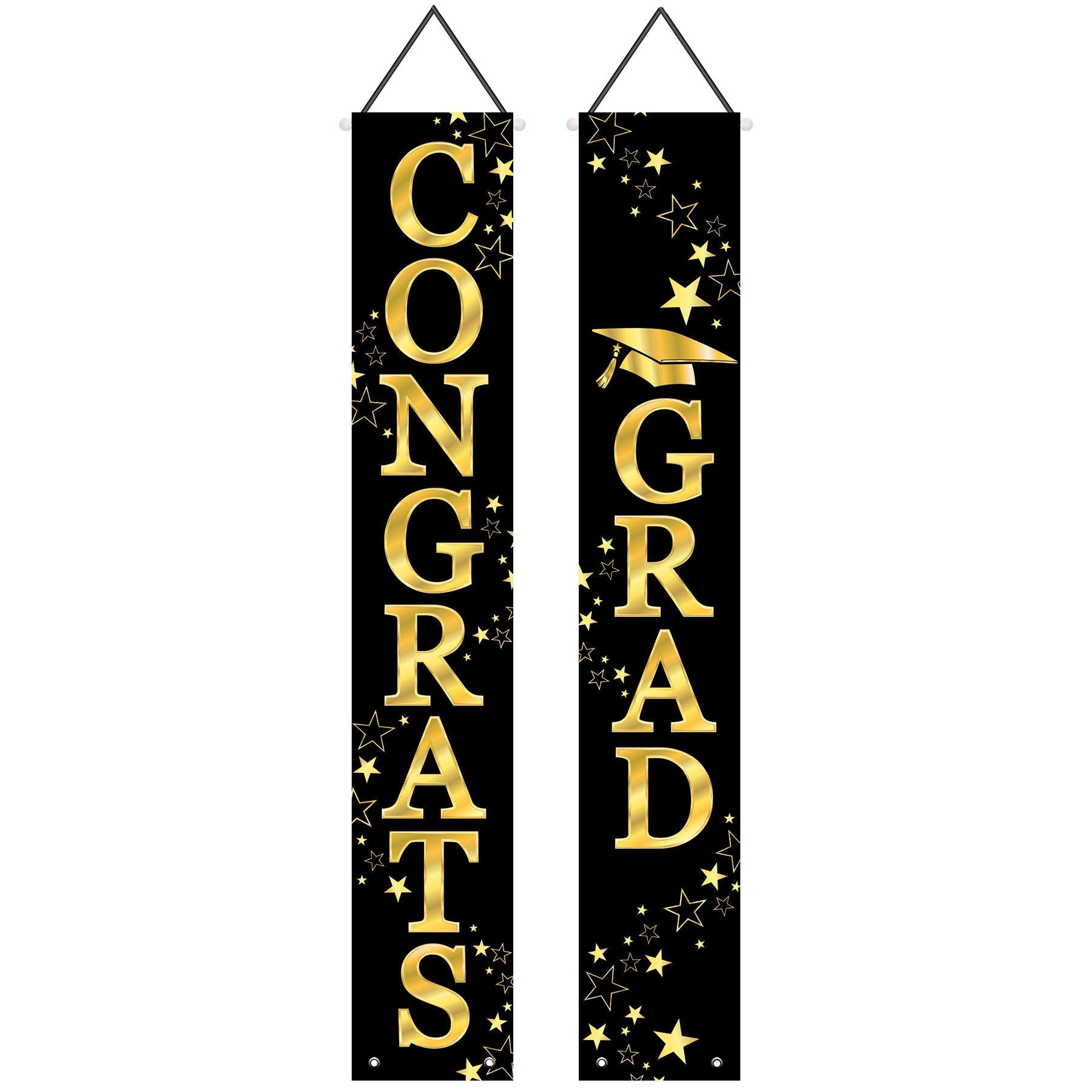 12 Pack Beistle Congrats Grad Fabric Graduation Party Door Panel Set - Decorate for High School & College Graduation Celebrations, Commencement Parties & Ceremonies