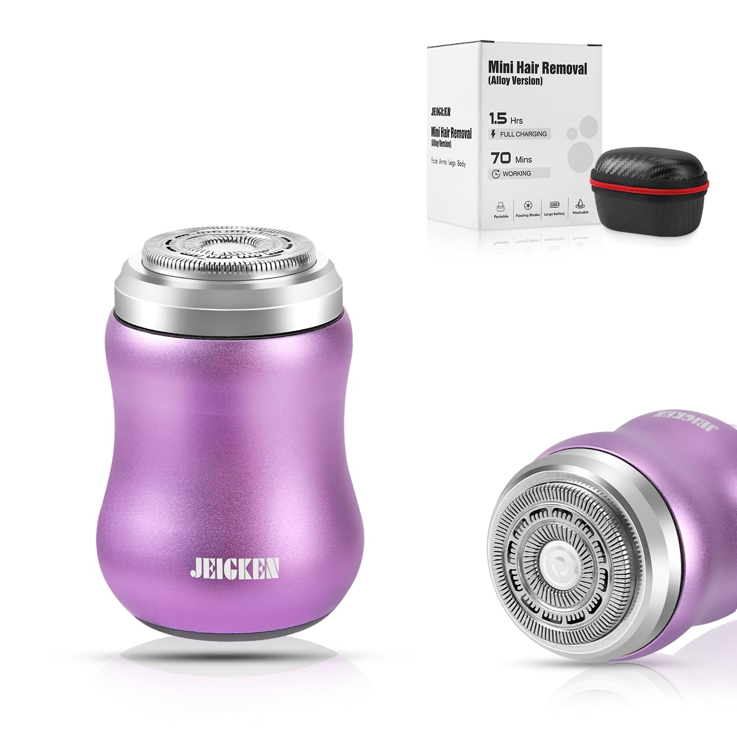 Women's Mini Electric Facial Hair Remover Shaver - Portable Epilator & Trimmer for Face, Arms, Legs | Painless Hair Removal Device | Perfect for Travel, Home & On-the-Go Use (Purple)