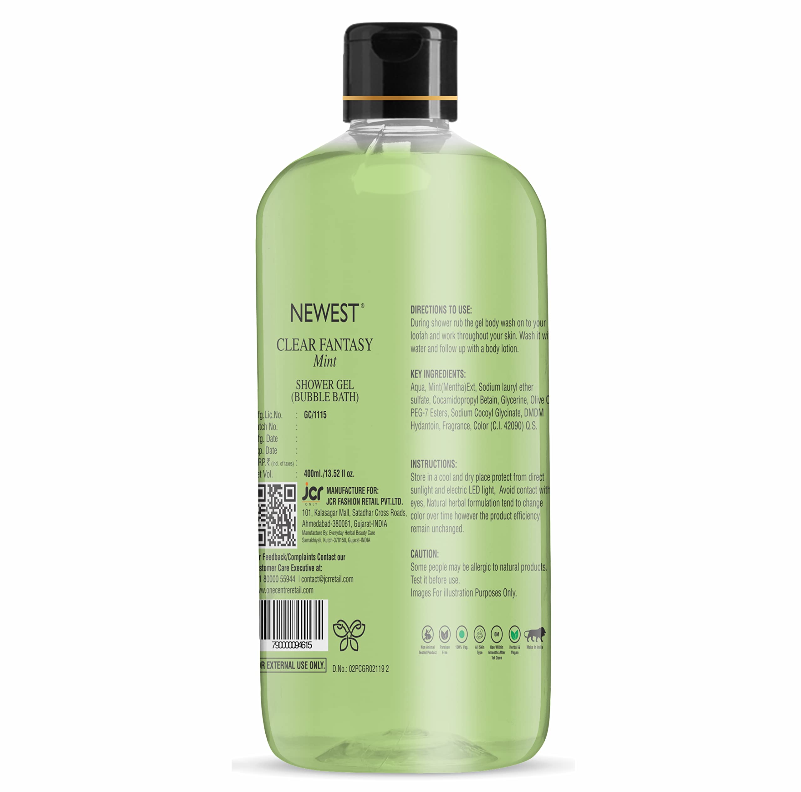 Refreshing Mint & Ubtan Body Wash for Men & Women - Deep Cleansing Shower Gel for Smooth Skin - Perfect for Daily Use & Post-Workout Refreshment