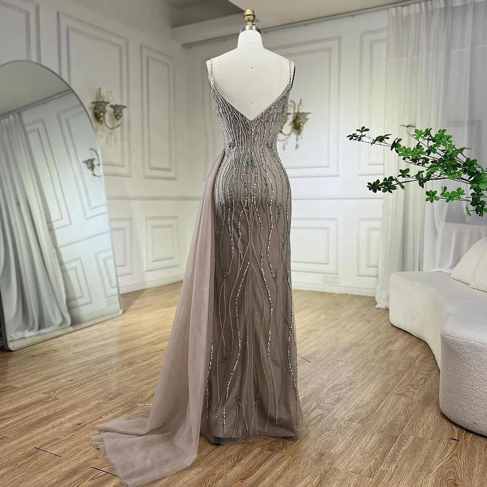 Luxury Beaded Mermaid Evening Gown with Spaghetti Straps for Women - Elegant Prom, Party & Formal Dresses - Perfect for Weddings, Galas & Special Occasions - Serene Hill Collection 2025 LA72276