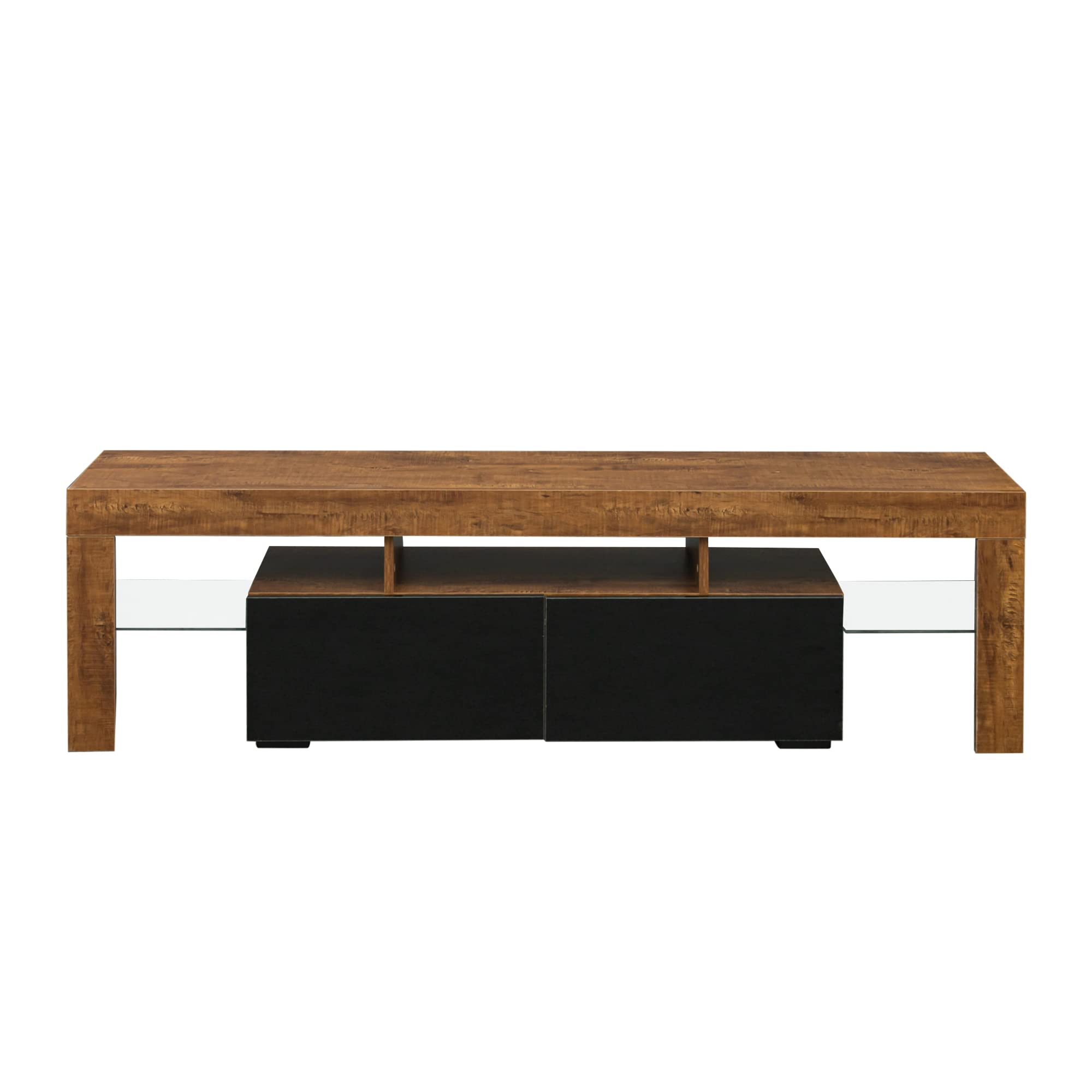 Modern TV Stand Cabinet for Living Room - Walnut & Black Finish, Entertainment Center with Storage Shelves for TV, Gaming Consoles & Media Devices | Perfect for Home Theater & Family Room Setup
