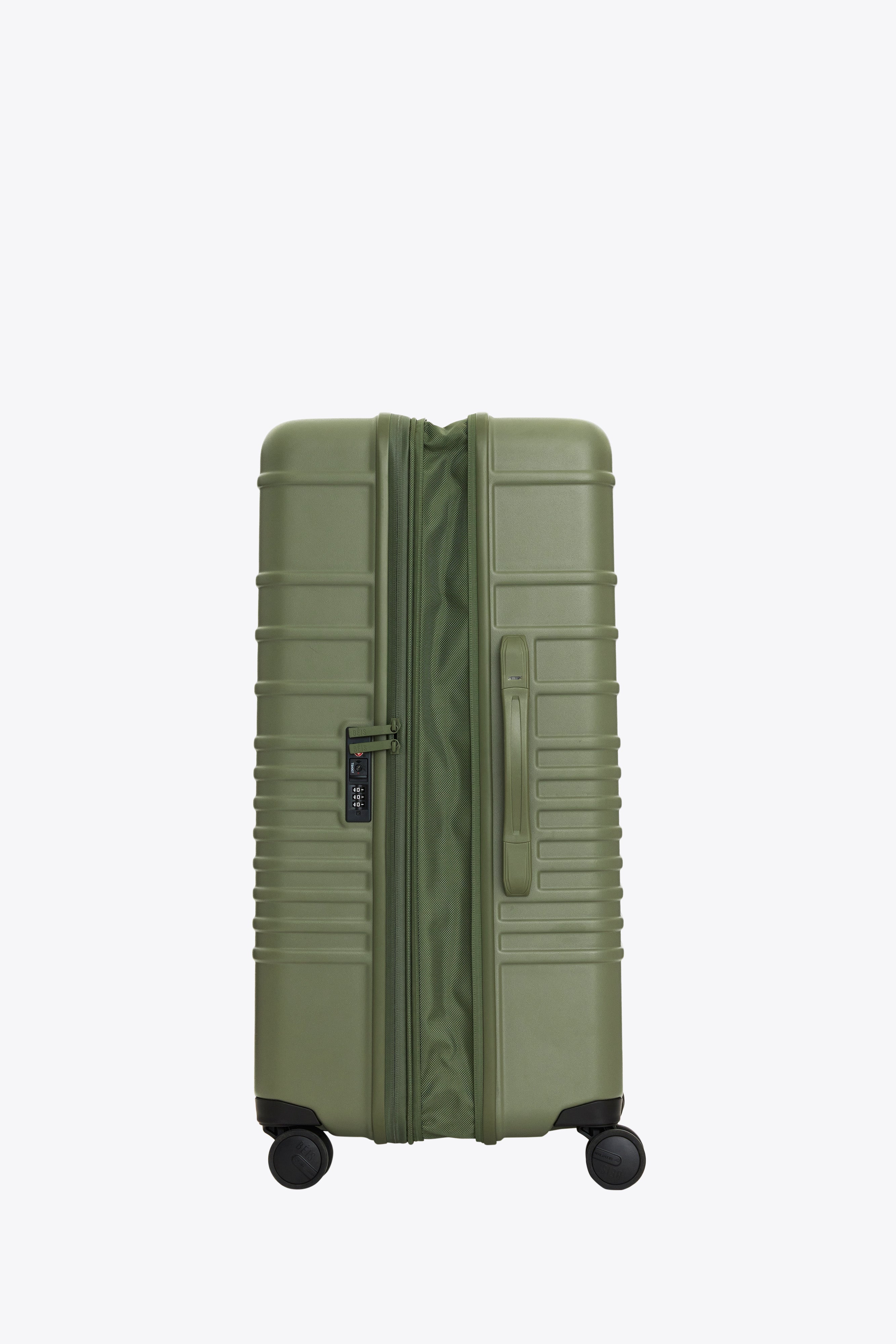 Large Olive Check-In Roller Luggage - Spacious & Durable Suitcase for Travel, Business Trips & Vacations