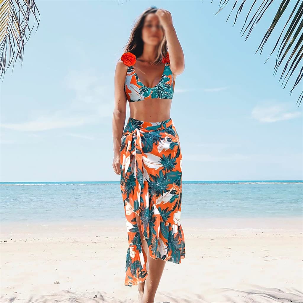 Sexy One Shoulder Lace Up Bikini Set - High Waist Floral Print Women's Swimwear for Beach & Pool - Medium Size (Color A) | Perfect for Summer Vacations, Tropical Getaways & Swim Parties