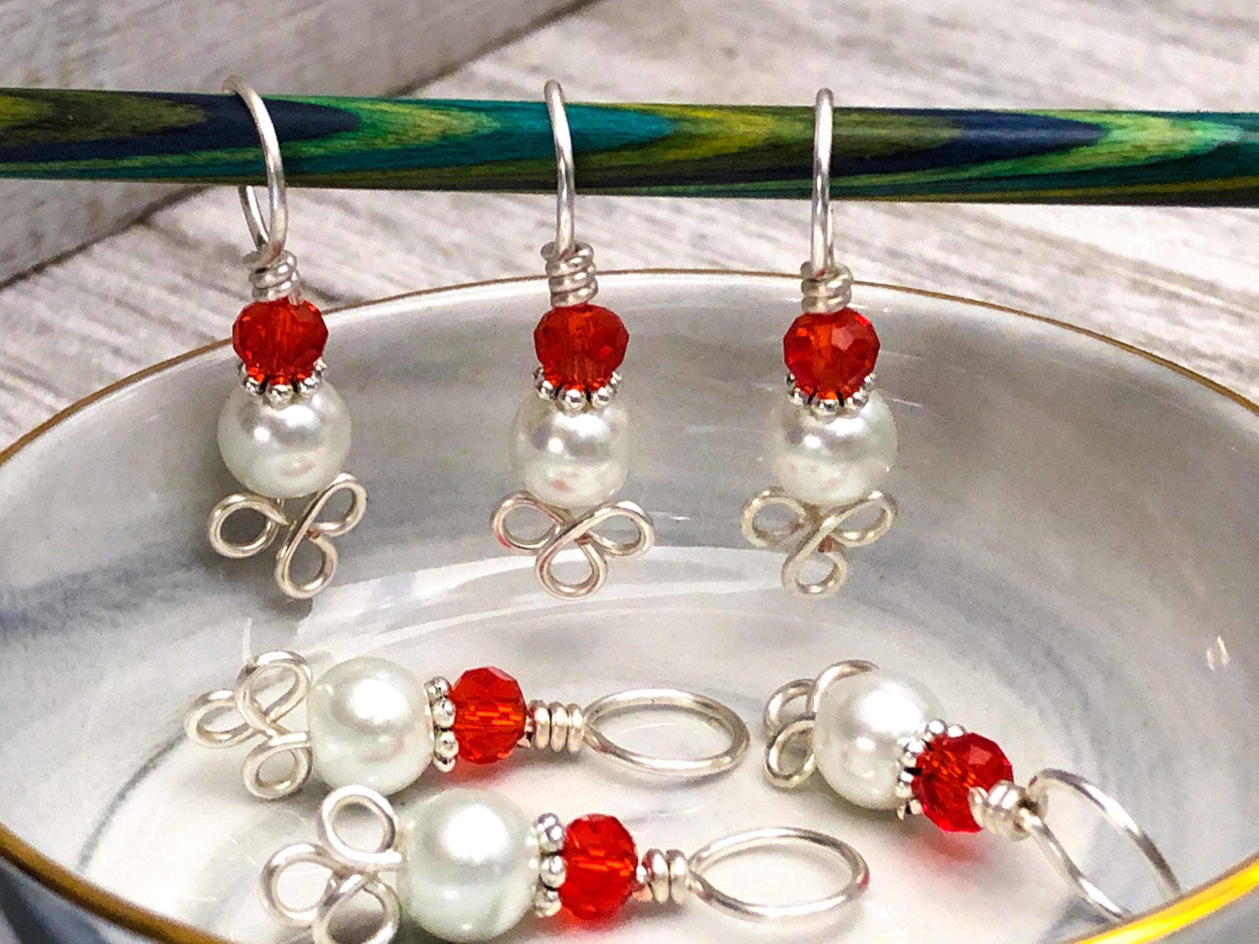 Celtic Knot and Pearl Stitch Markers for Knitting - Handmade Knitting Accessories for Crochet, Loom & Yarn Crafts - Perfect for Counting Rows & Stitch Patterns