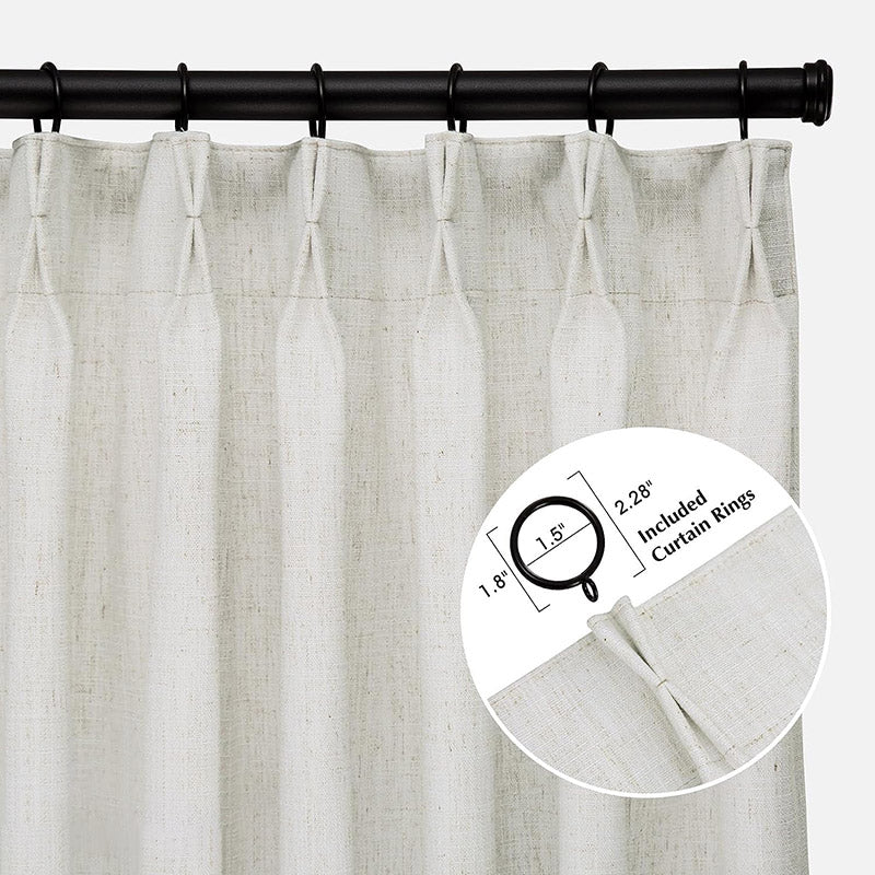 Pinch Pleated Blackout Curtains - 100% Linen, Thermal Insulated, Noise Reducing Drapes for Bedroom & Living Room (Natural, Sepia, Ebony) | Modern Custom Window Treatments for Home Decor