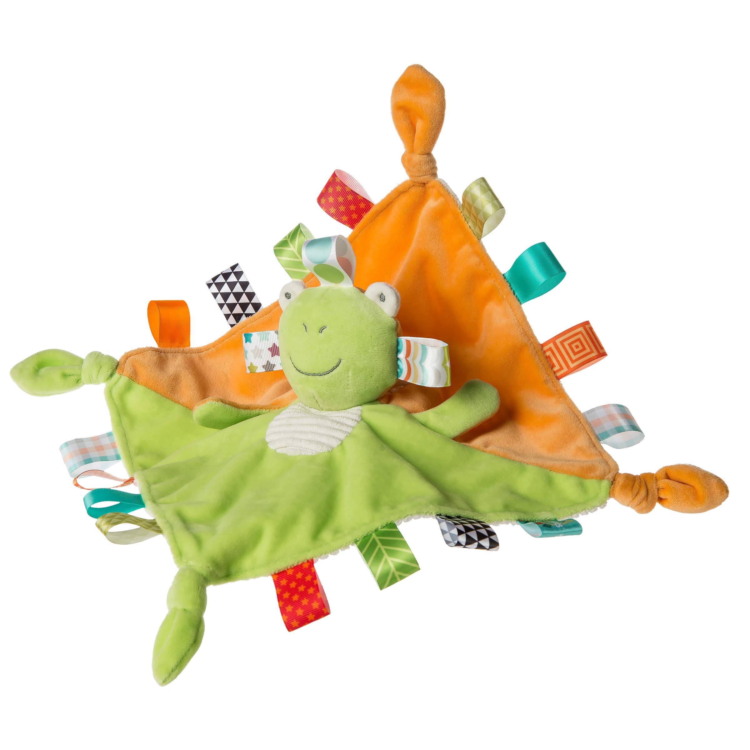 Taggies Two-Sided Stuffed Animal Security Blanket - 6-Inch Soft Plush Toy with Frog & Bear Design | Perfect Baby Comfort Blanket for Naptime, Travel & Sensory Play