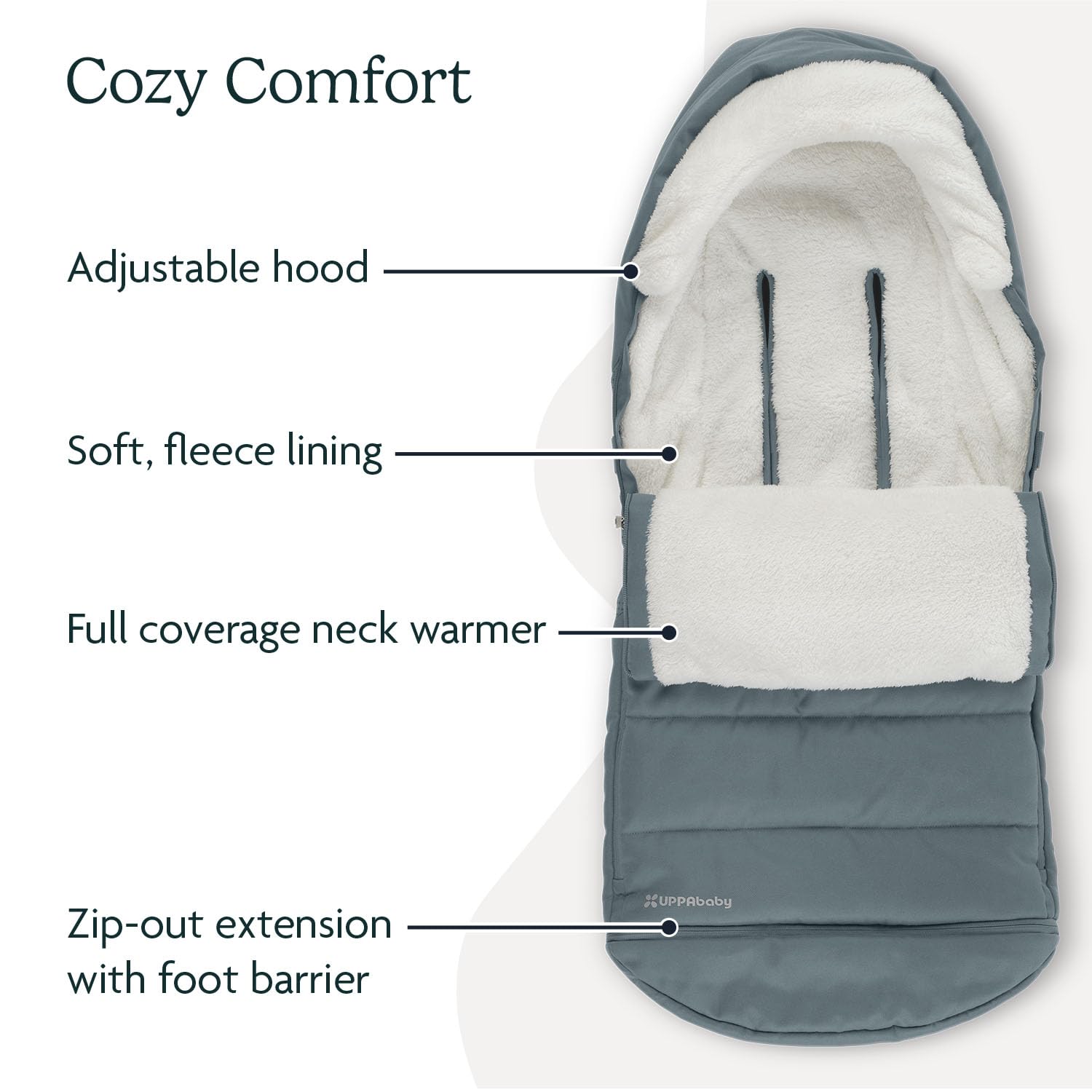 UPPAbaby CozyGanoosh Footmuff - Ultra-Plush Winter Stroller Cover for UPPAbaby Strollers & RumbleSeat - Weatherproof Baby Stroller Accessory in Stone Blue (Callum) - Perfect for Cold Weather Outings & Winter Walks