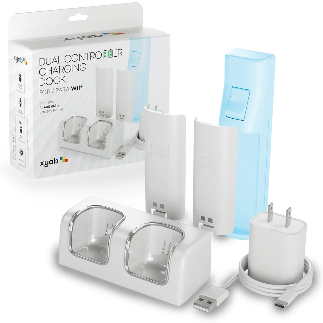 Nintendo Wii Dual Controller Charging Dock with XYAB Buttons - Fast Charging Station for Wii Remote & Nunchuk - Perfect for Gaming Sessions & Family Entertainment
