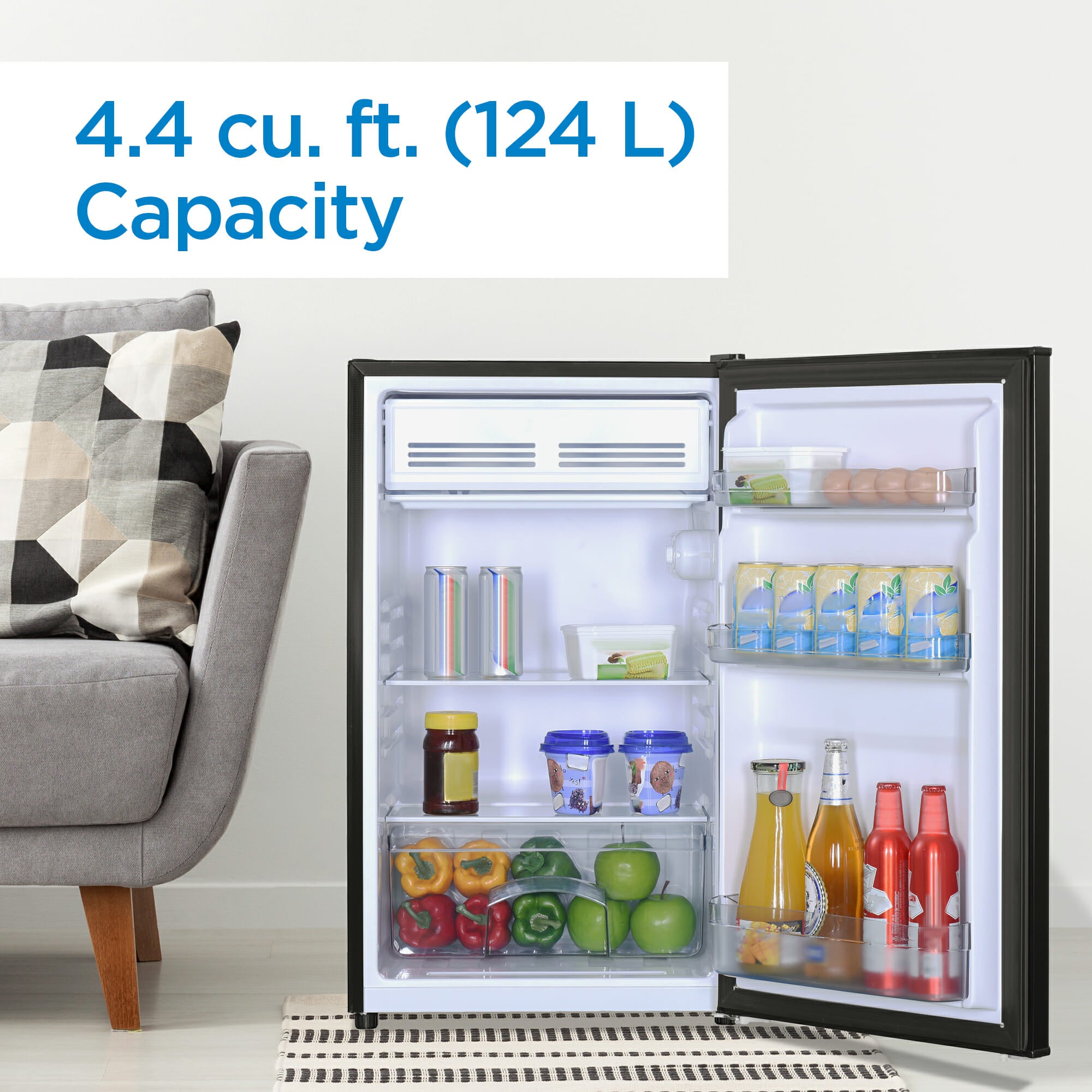 Danby DCR044B1BM 4.4 cu. ft. Compact Refrigerator - Black Mini Fridge for Dorm, Office, Bedroom & Small Spaces - Energy Efficient & Quiet Cooling