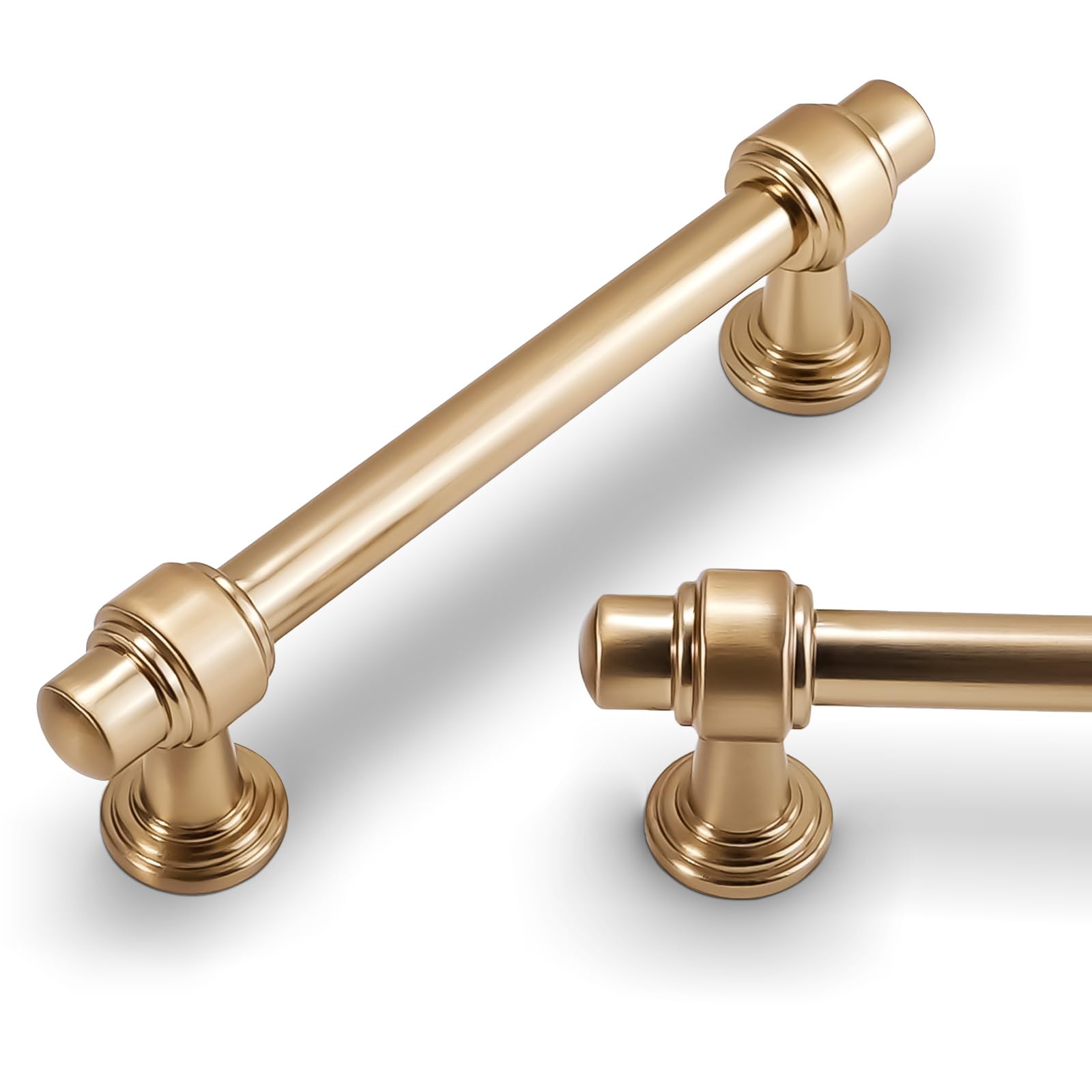 10 Pack 5 Inch (128mm) Champagne Copper Cabinet Handles - Gold Drawer Pulls for Kitchen Cabinets, Dressers & Furniture - Durable Cabinet Hardware for Modern Home Decor & DIY Projects