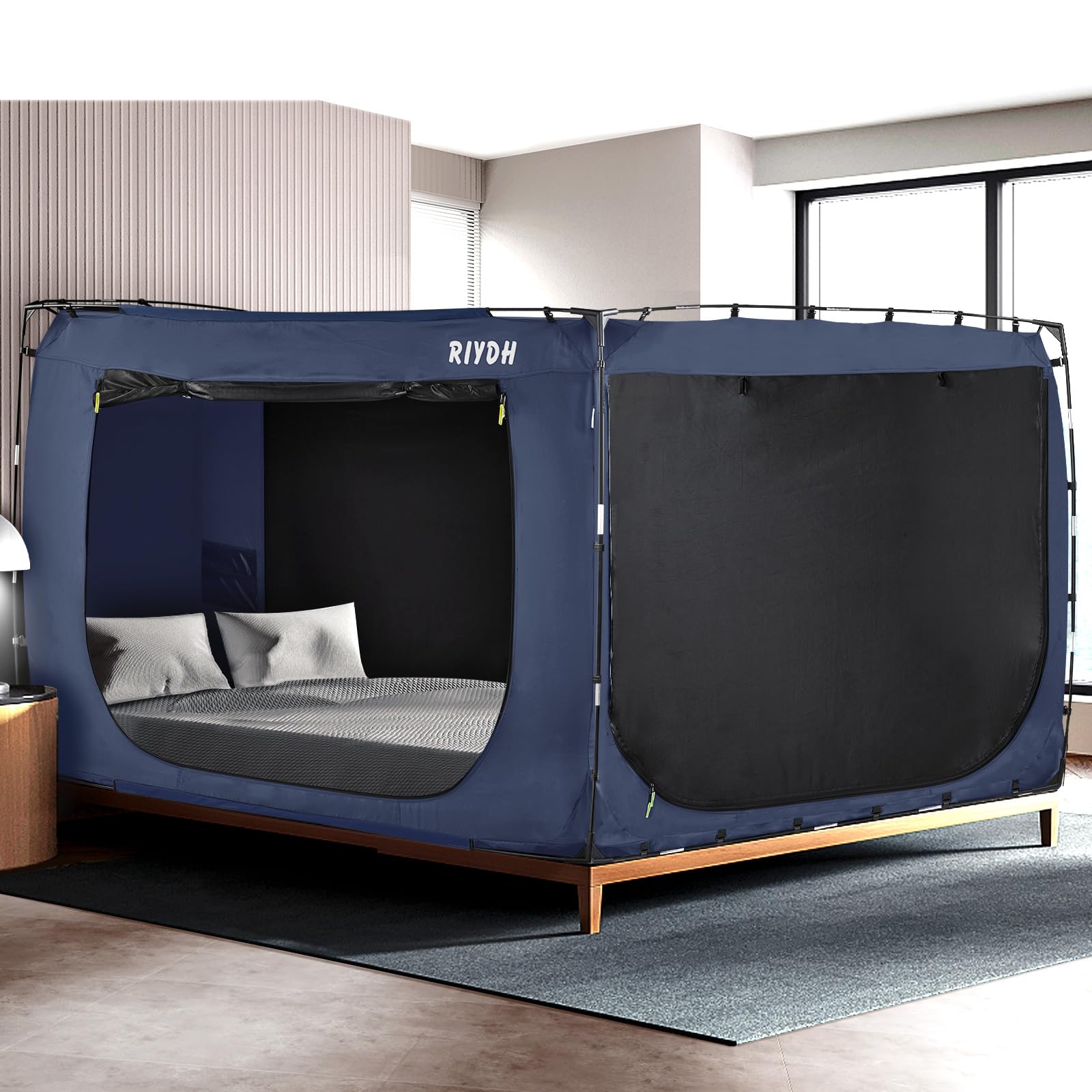 Queen Size Bed Tent Canopy for Adults & Kids - Portable Indoor Sleeping Tent with 93% Blackout, 3 Doors & Breathable Design - Perfect for Camping, Sleepovers, Privacy & Relaxation