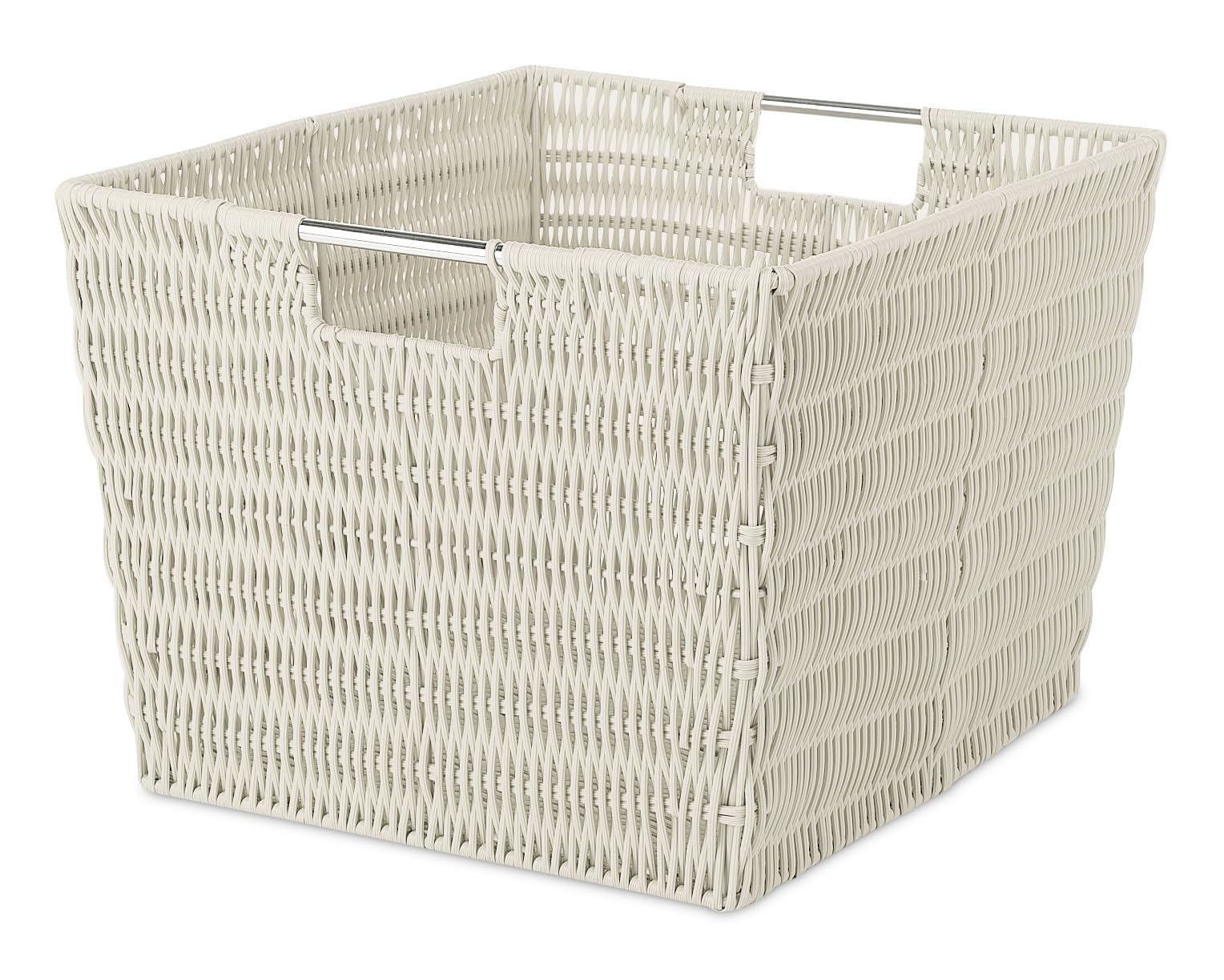 Whitmor Rattique Large Wicker Storage Basket - Natural Woven Organizer Tote for Home Organization, Laundry, Blankets & Toys - Perfect for Living Room, Bedroom & Nursery Decor