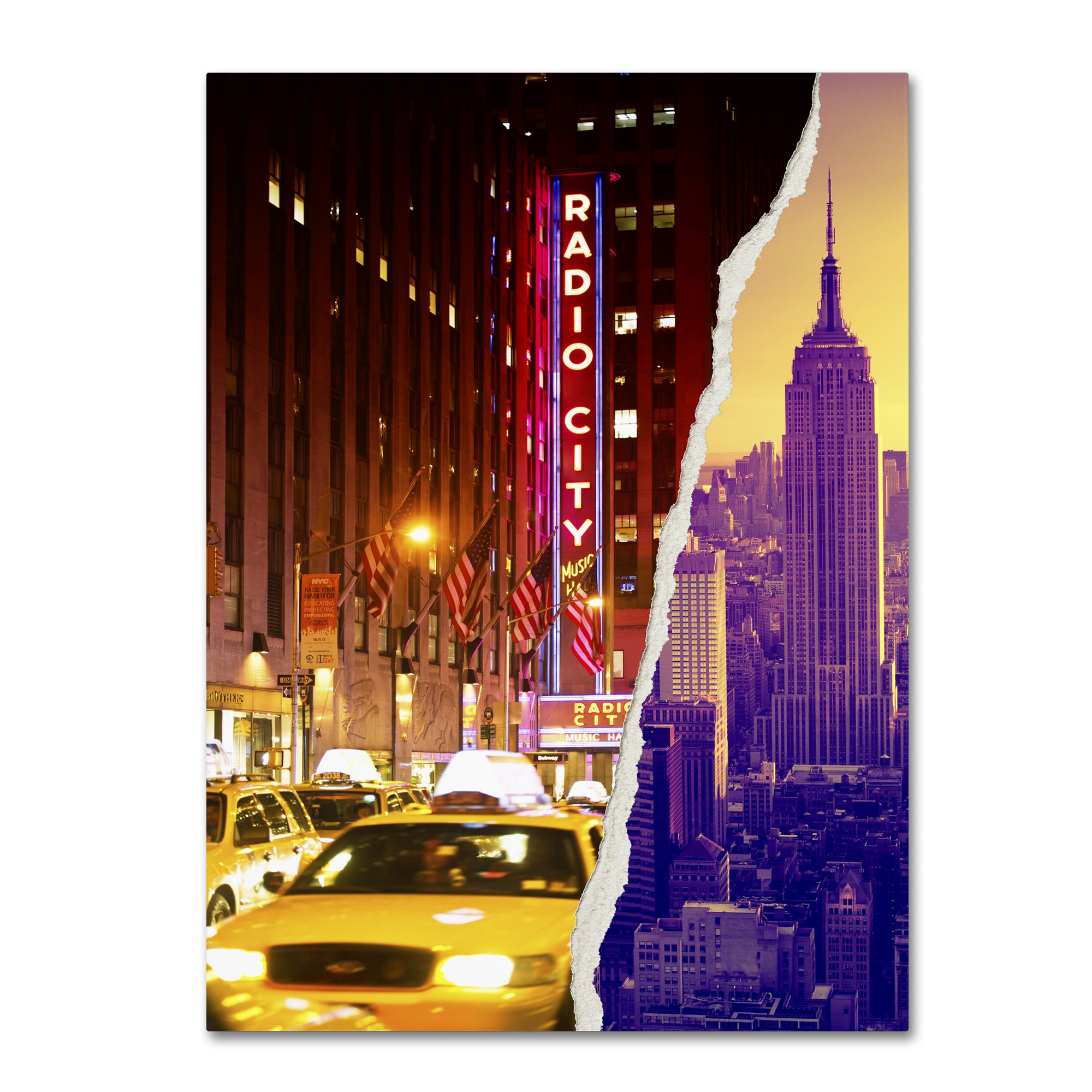 Philippe Hugonnard Manhattan Skyline Wall Art Print - 35x47 Inches Framed Canvas, New York City Decor for Living Room & Office