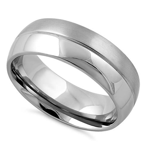 Polished Stainless Steel Satin Finish Groove Band Ring for Men & Women - Perfect for Weddings, Anniversaries, and Everyday Fashion Jewelry