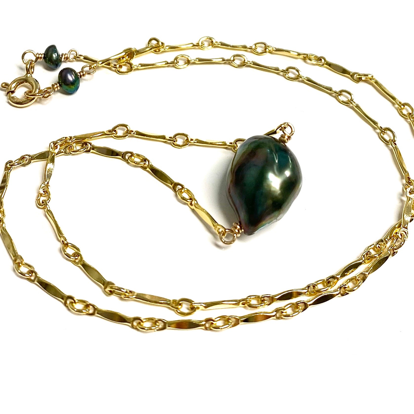 KIRI Large Keshi Tahitian Pearl Necklace (N343) - Elegant Jewelry for Women, Perfect for Weddings, Parties & Special Occasions