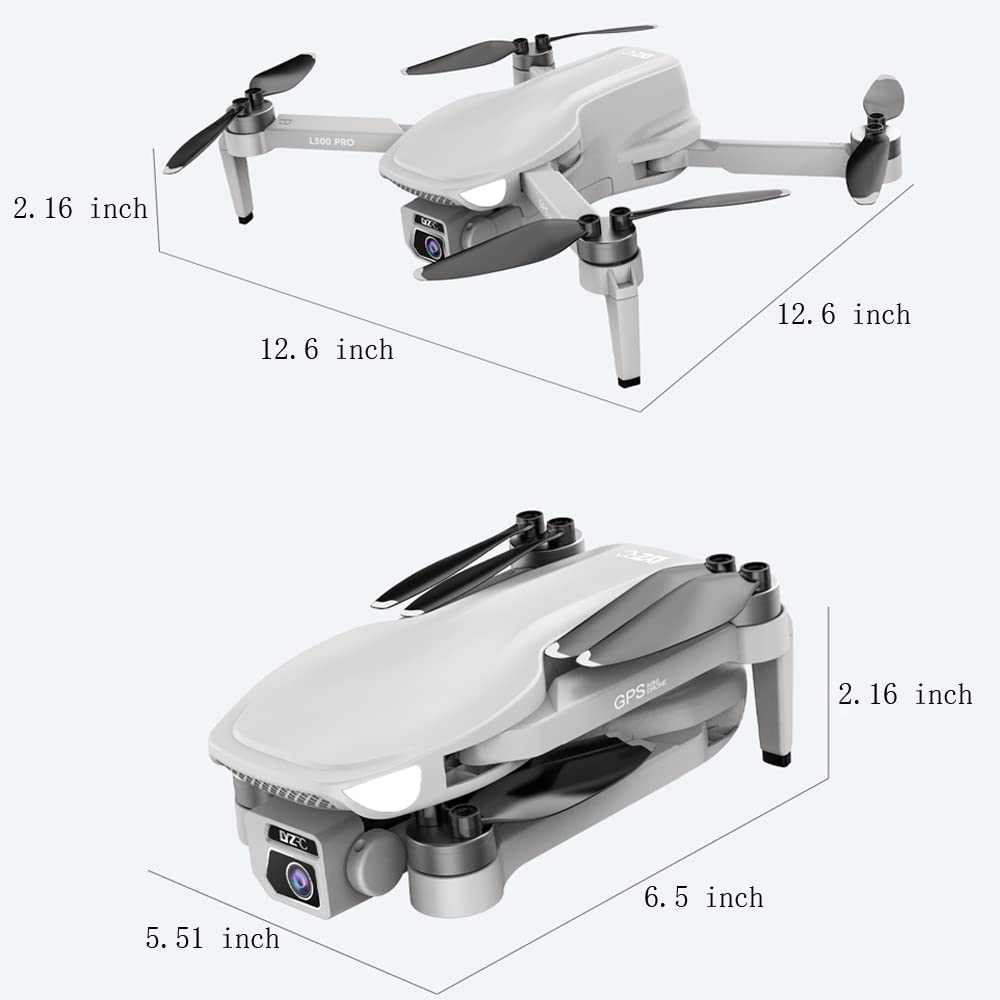 L500 Pro Brushless Drone with 4K Dual Camera, GPS Follow Me, 3 Batteries - Grey RC Quadcopter for Adults | Aerial Photography, Travel Vlogging & Outdoor Adventures