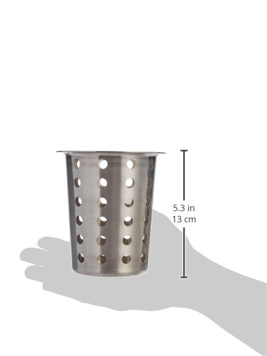 Stainless Steel Utensil Holder & Flatware Cylinder - Brushed Finish, Medium Size for Kitchen & Dining Organization | TableCraft HU2 & Winco FC-SS