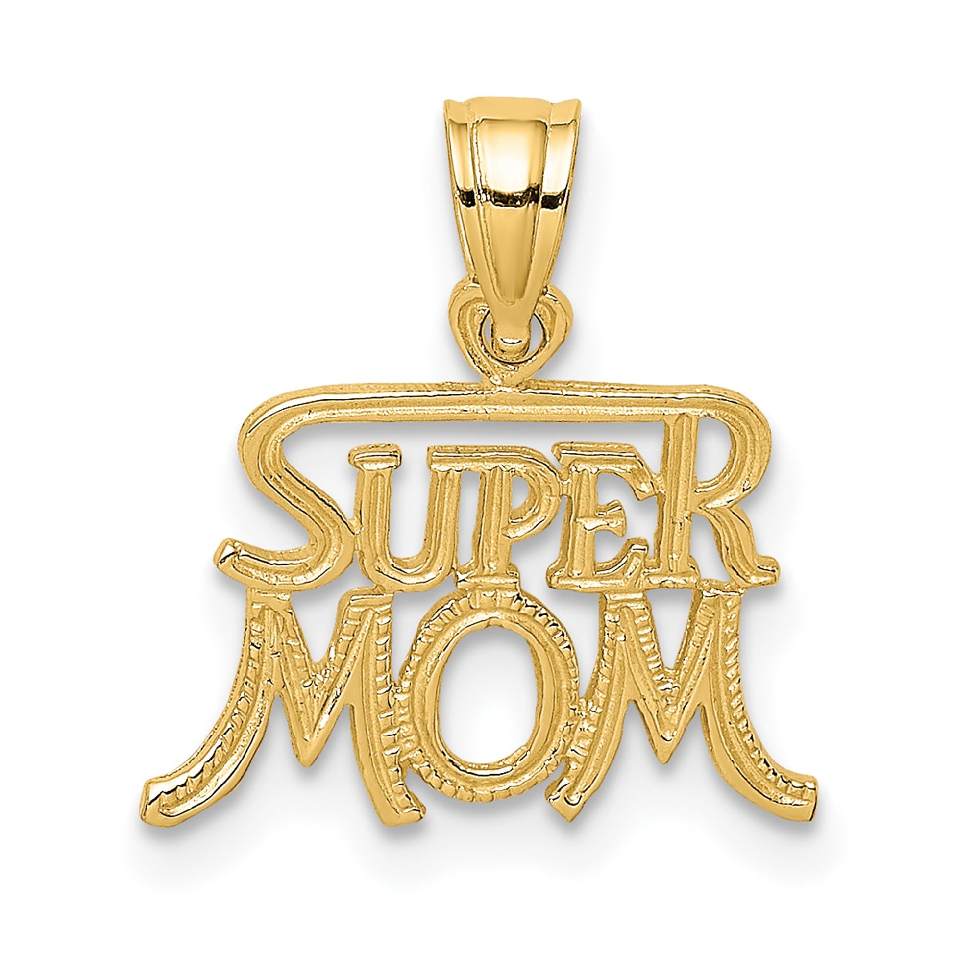 14K Solid Yellow Gold Super Mom Necklace with Mama Charm Pendant - Elegant Gift for Mother's Day, Birthday & Anniversary | Perfect for Everyday Wear & Special Occasions