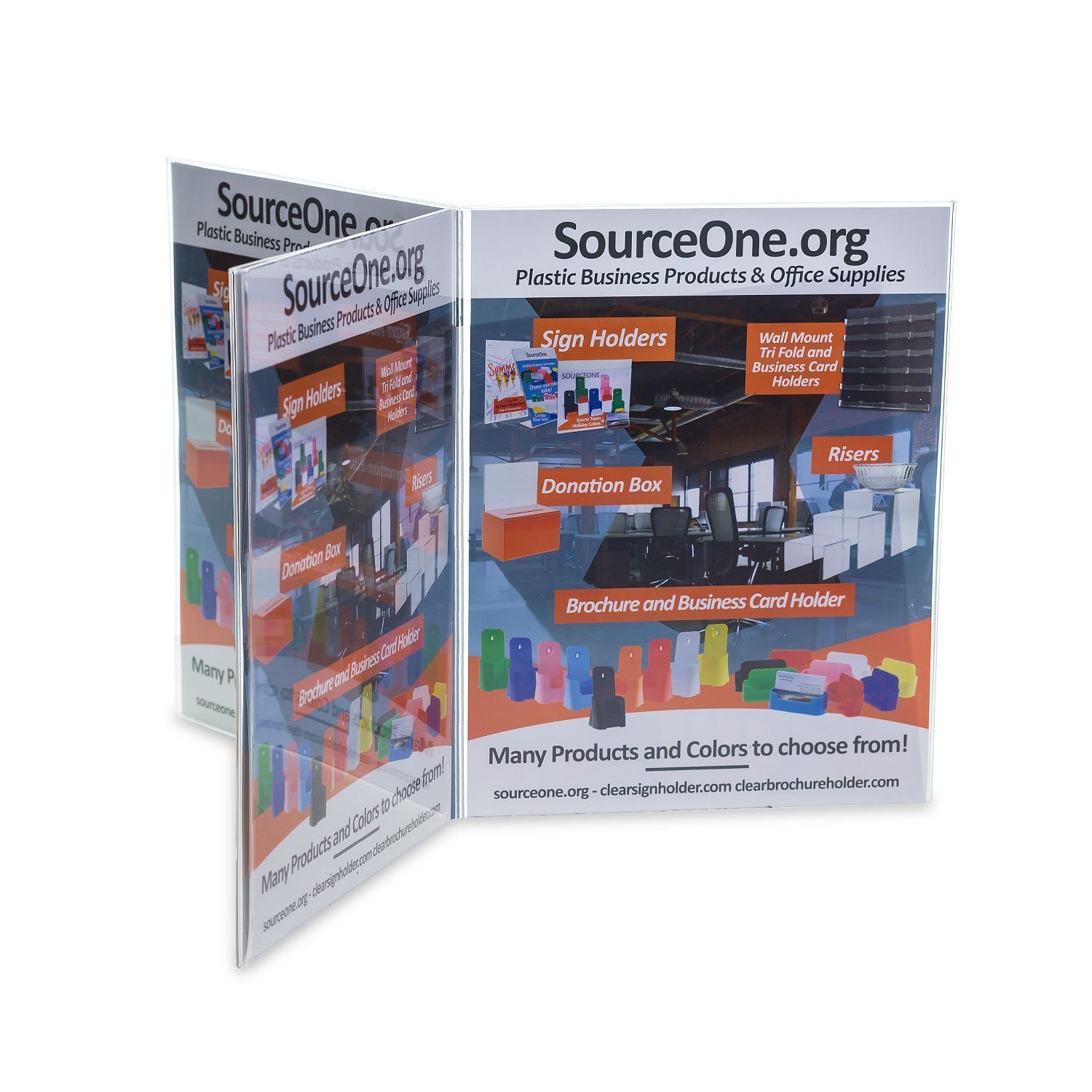 Source One 6 Panel Acrylic Table Tent Sign Holder - 8x10 Inch Clear Tabletop Menu Display for Restaurants, Cafes & Events - Perfect for Promotions, Specials & Daily Menus