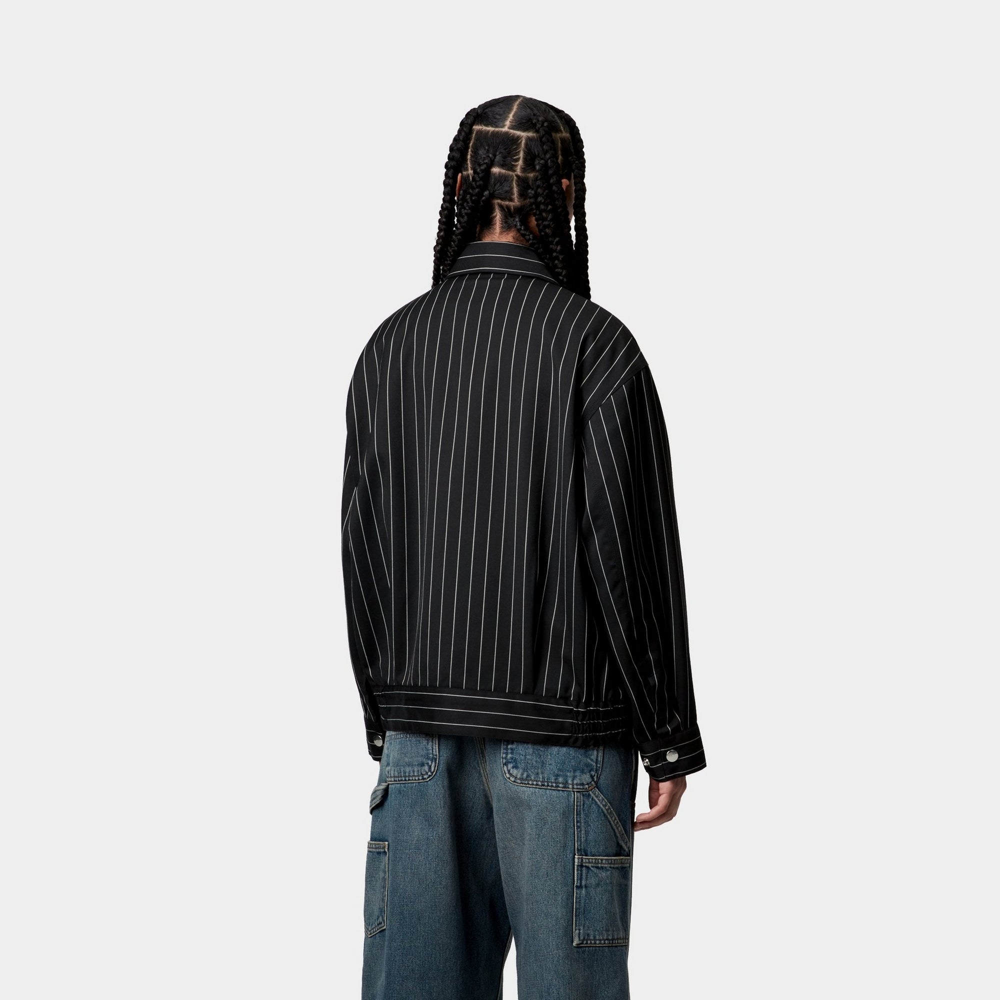 Women's Seaton Striped Jacket - Black Wax Coated Waterproof Windbreaker for Outdoor Hiking & Travel